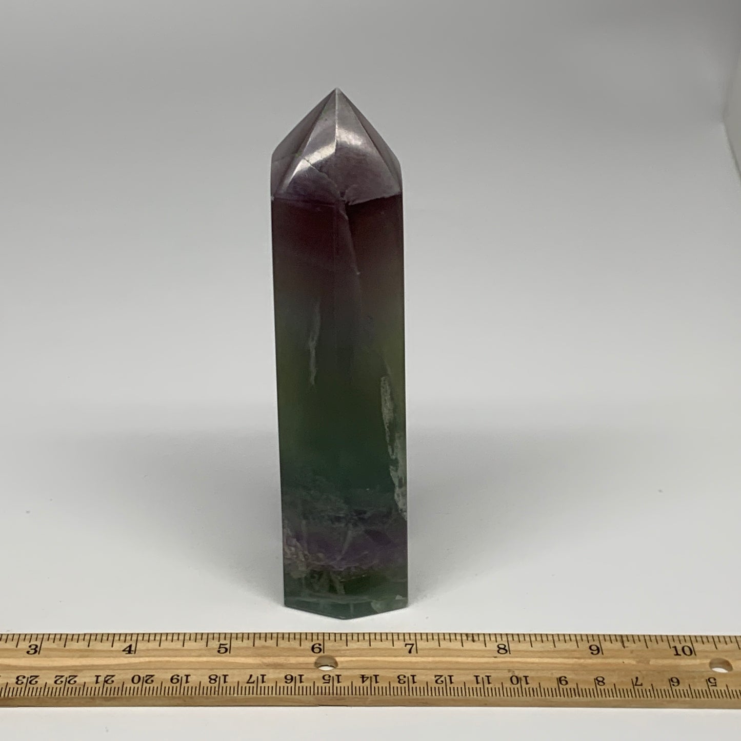 1.12 lbs, 6"x1.6"x1.4" Natural Fluorite Tower Obelisk Point Crystal, B29673