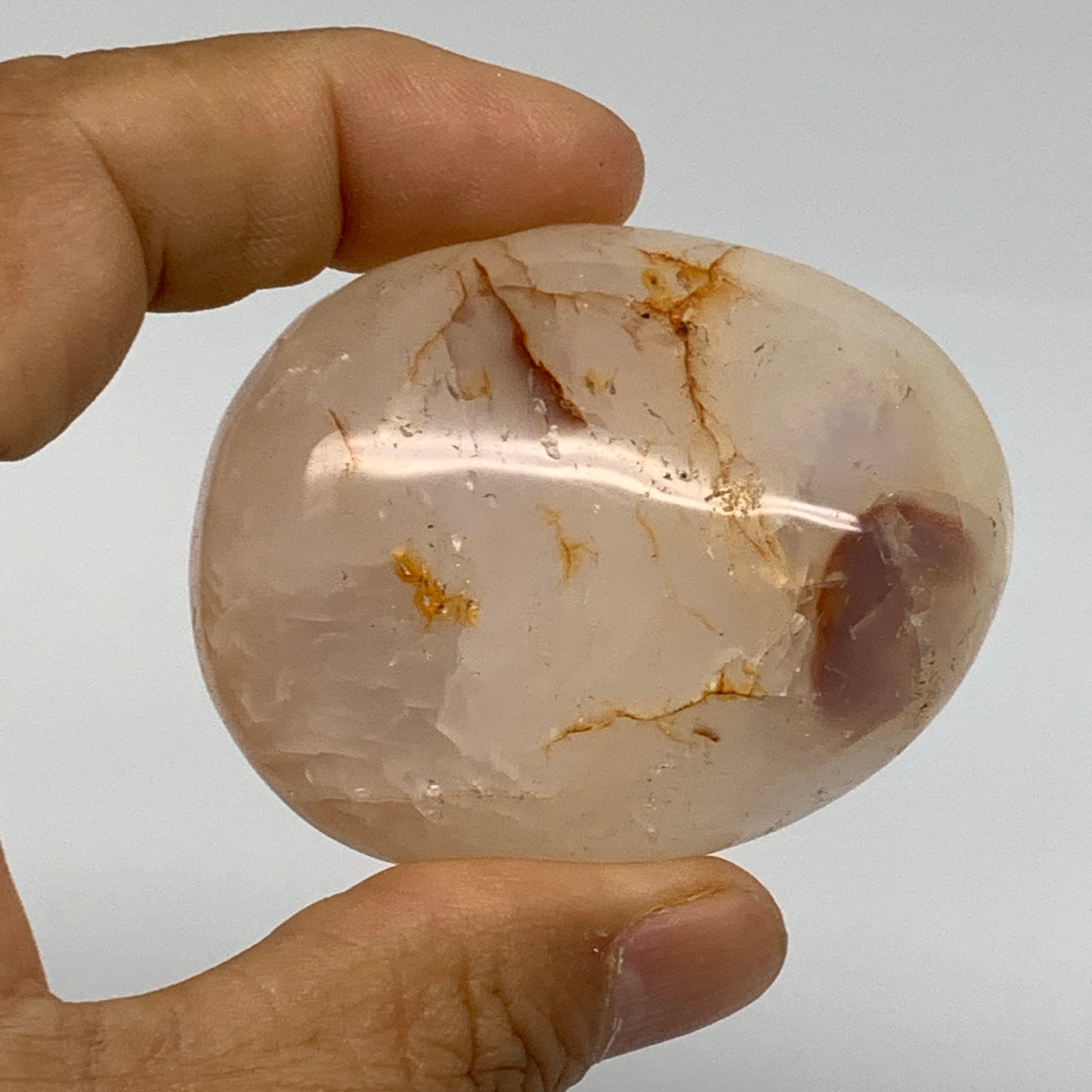 177.8g, 2.2"-2.3", 2pcs, Red Carnelian Palm-Stone Gem Crystal Polished, B37619