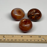 220.8g,1.6"-1.8", 3pcs, Small Red Carnelian Palm-Stone Gem Crystal Polished,B281