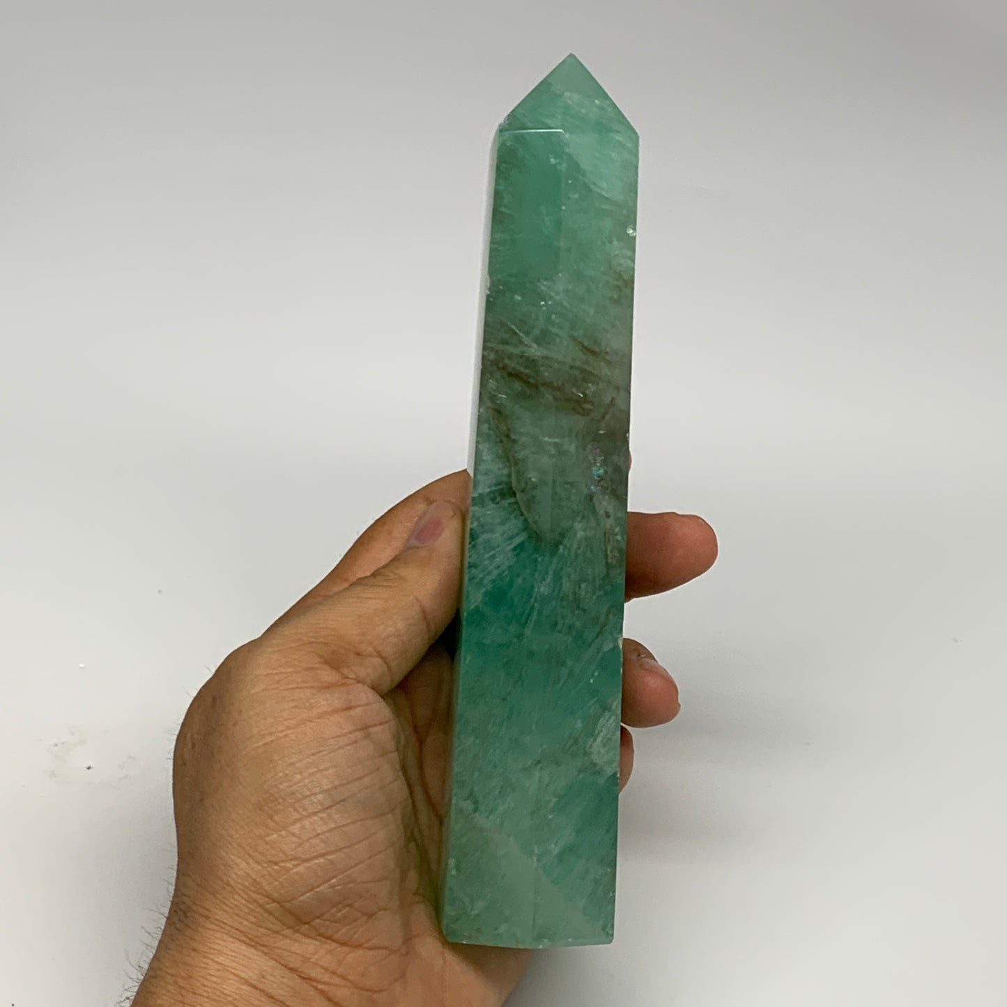 1.14 lbs, 6.9"x1.5"x1.3" Natural Fluorite Tower Obelisk Point Crystal, B29674