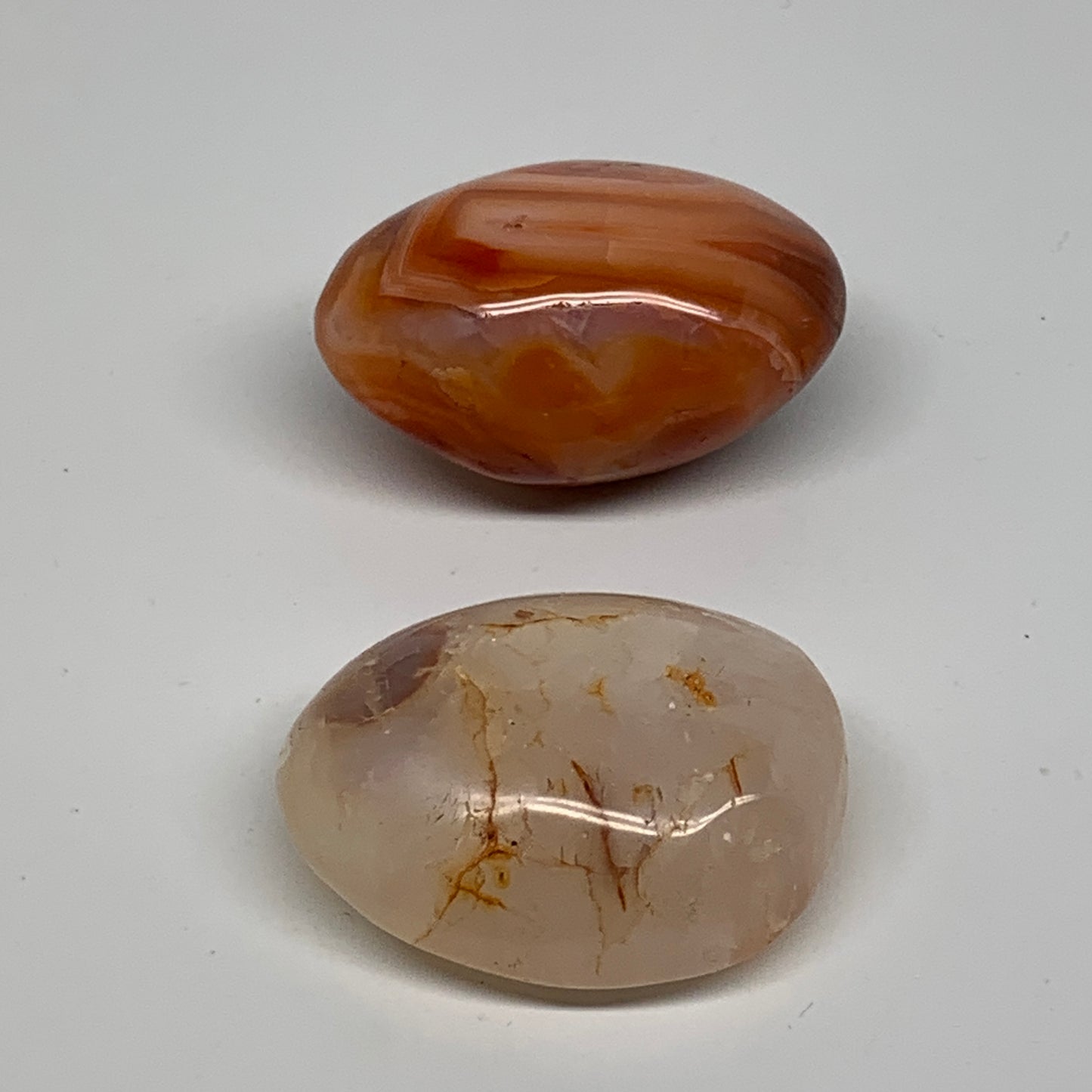 177.8g, 2.2"-2.3", 2pcs, Red Carnelian Palm-Stone Gem Crystal Polished, B37619