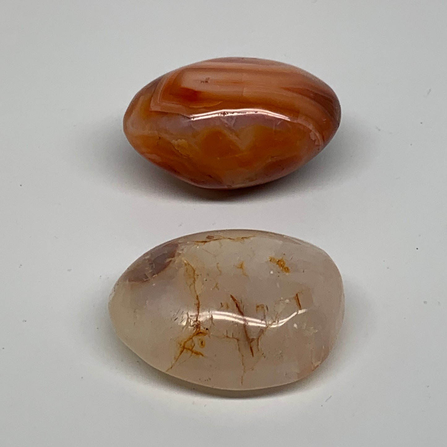 177.8g, 2.2"-2.3", 2pcs, Red Carnelian Palm-Stone Gem Crystal Polished, B37619