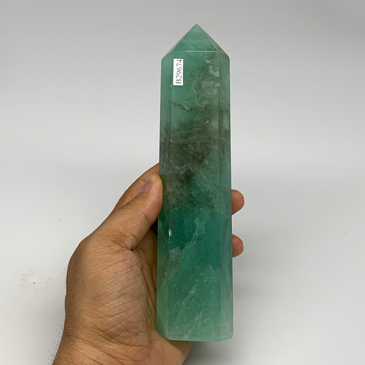 1.14 lbs, 6.9"x1.5"x1.3" Natural Fluorite Tower Obelisk Point Crystal, B29674