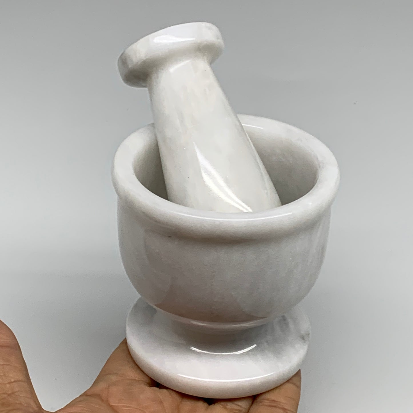 1.37 lbs, 3"x3", Natural Marble Crystal Pestle and Mortar Handmade, B32566