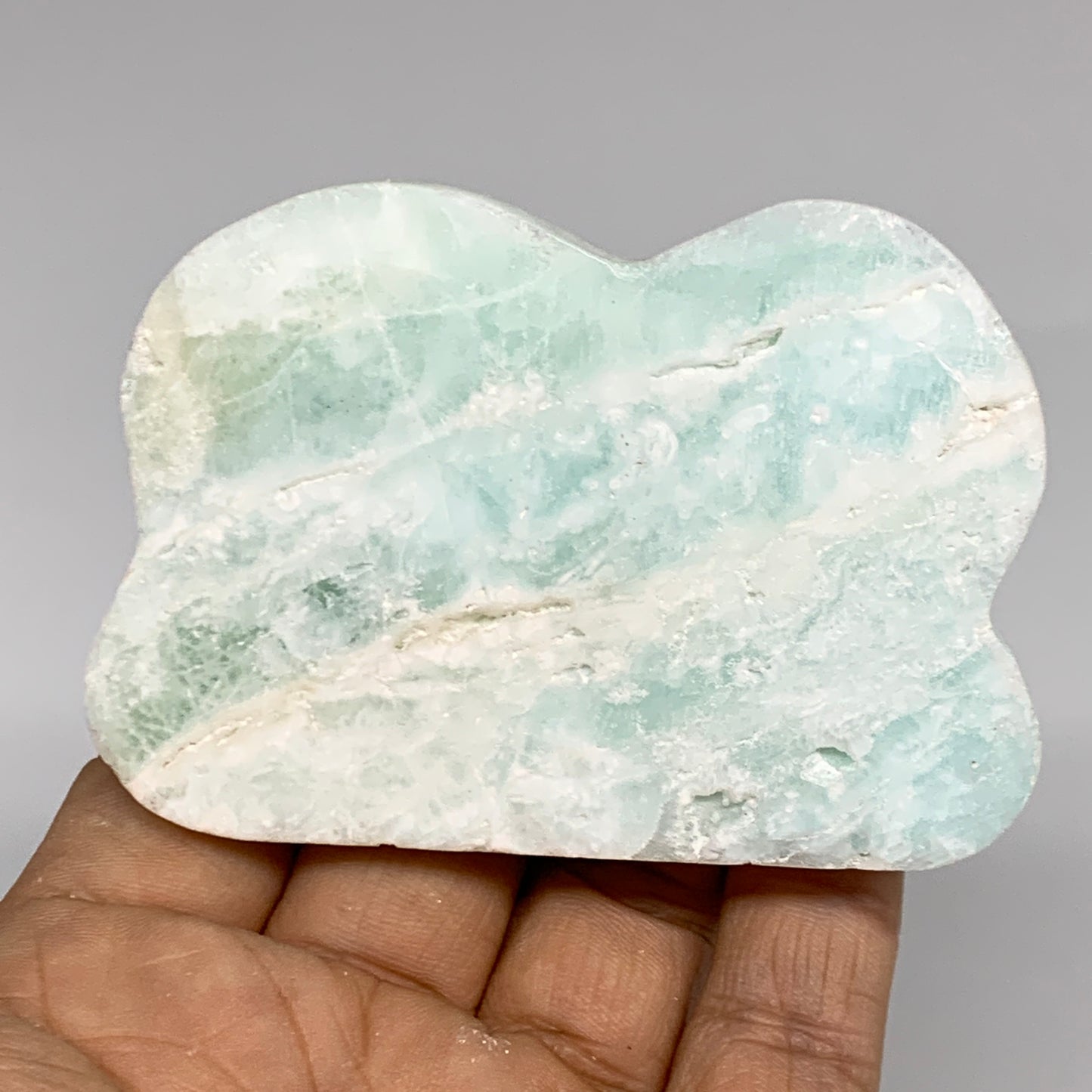 117.9g, 3"x2.1"x0.4", Natural Caribbean Calcite Cloud Crystal @Afghanistan, B319