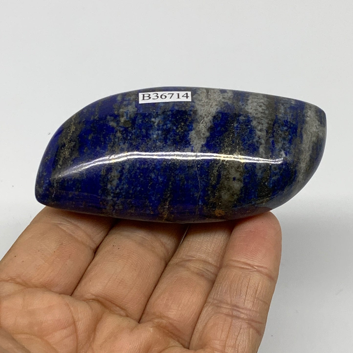 124.6g,3"x1.5"x0.9", Natural Lapis Lazuli Palm Stone @Afghanistan, B36714