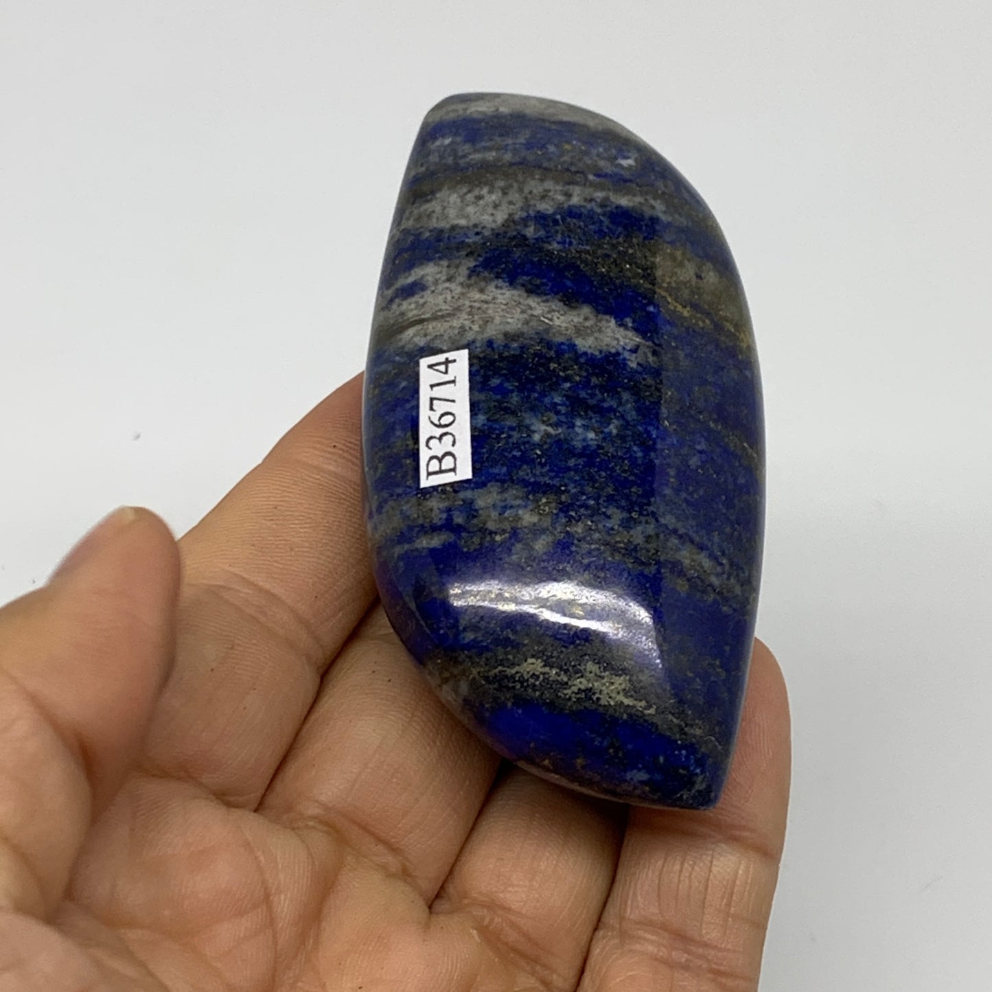 124.6g,3"x1.5"x0.9", Natural Lapis Lazuli Palm Stone @Afghanistan, B36714