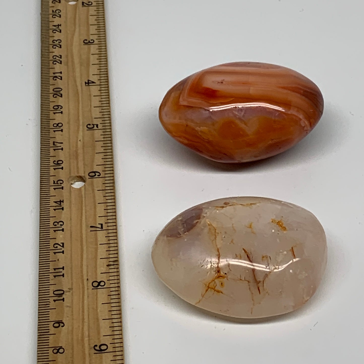 177.8g, 2.2"-2.3", 2pcs, Red Carnelian Palm-Stone Gem Crystal Polished, B37619