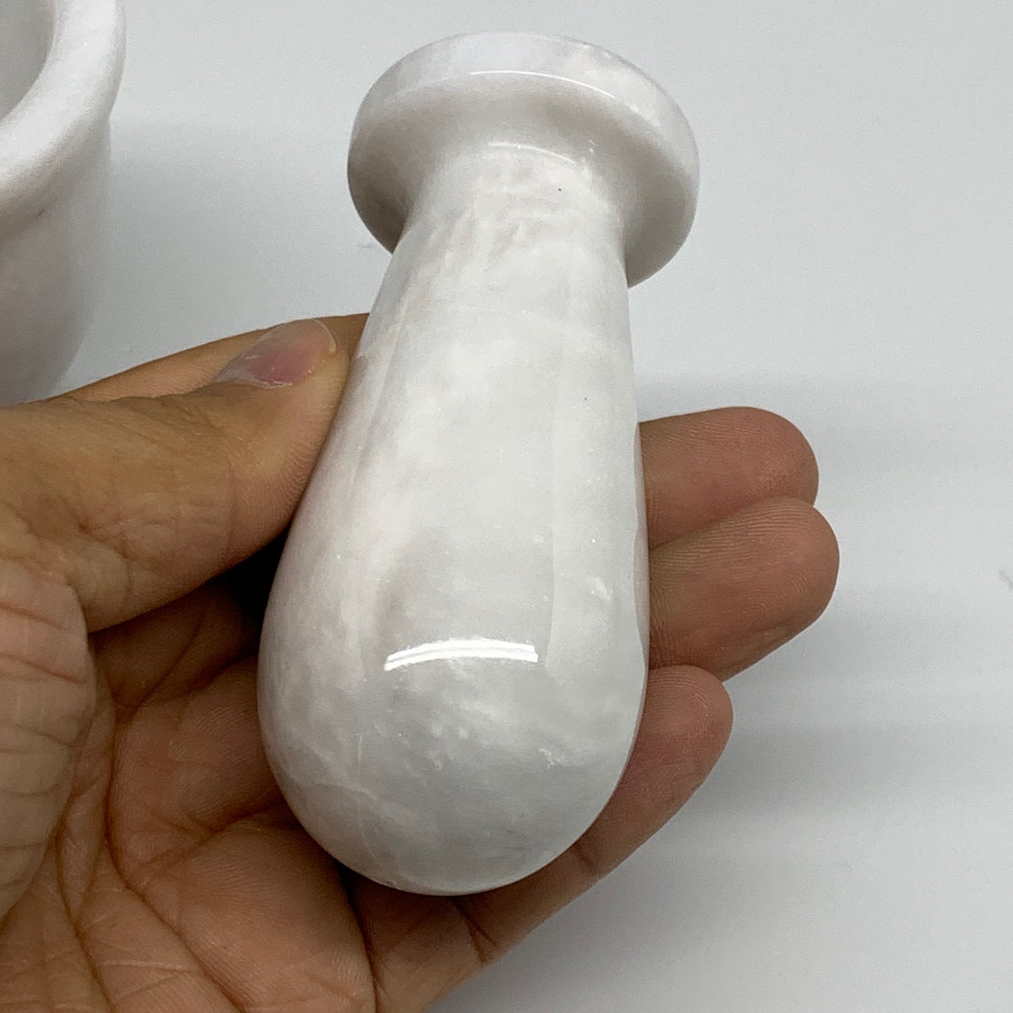 1.37 lbs, 3"x3", Natural Marble Crystal Pestle and Mortar Handmade, B32566