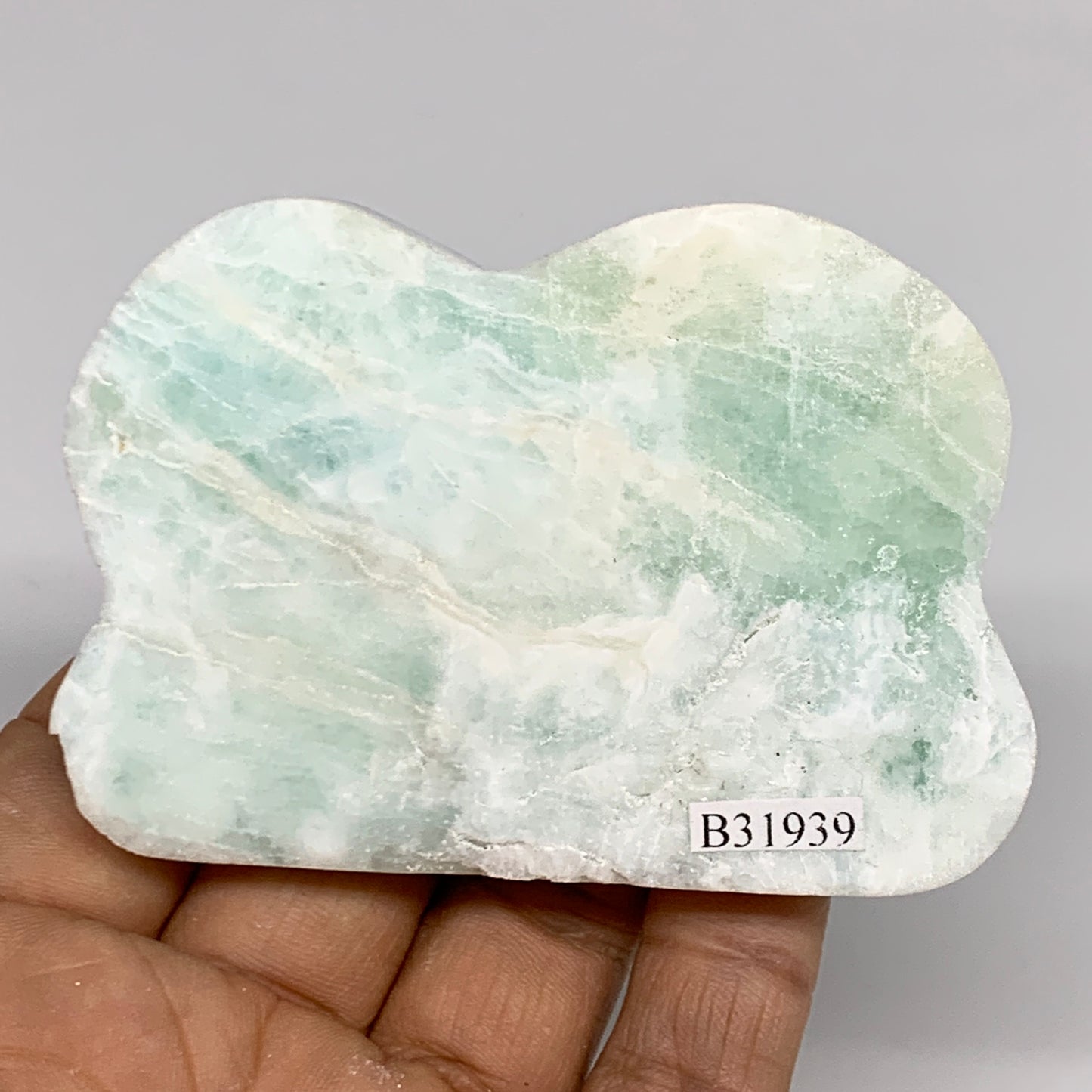 117.9g, 3"x2.1"x0.4", Natural Caribbean Calcite Cloud Crystal @Afghanistan, B319