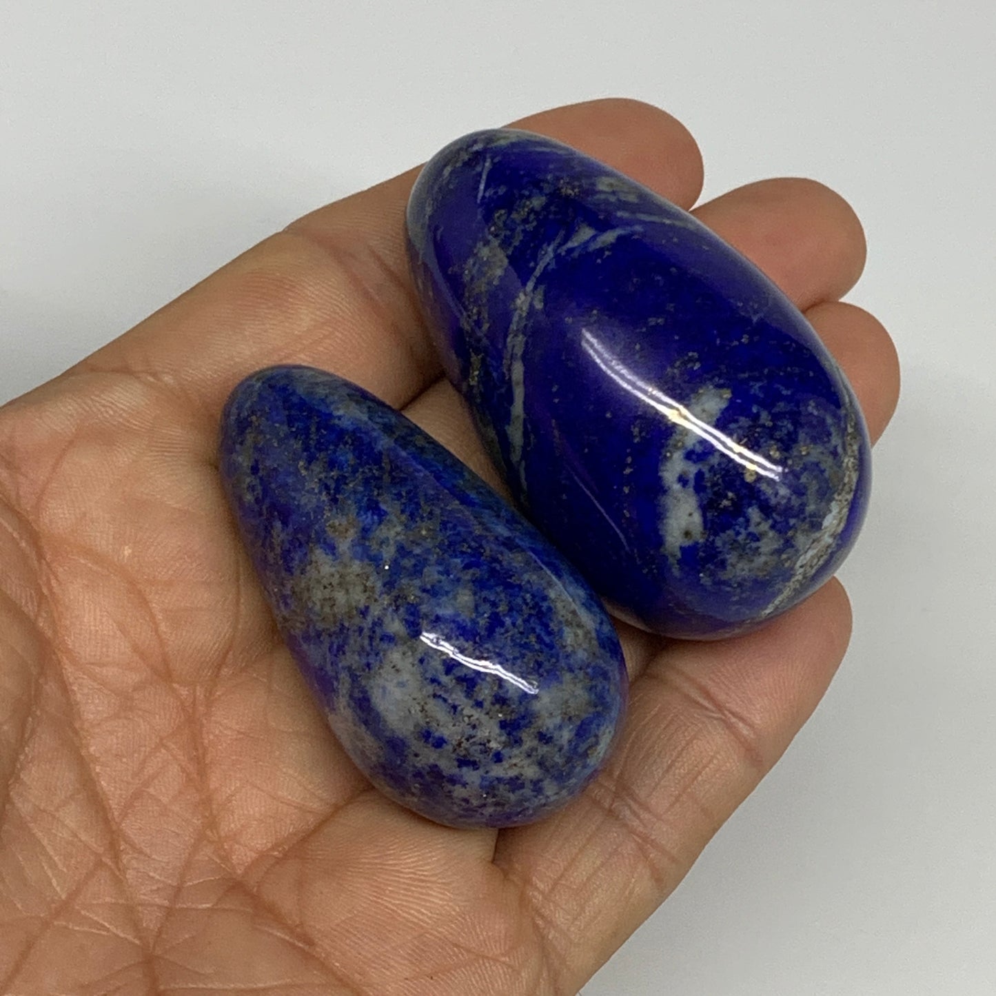 133.1g, 1.9"-2", 2pcs, Natural Lapis Lazuli Egg Polished @Afghanistan, B30410