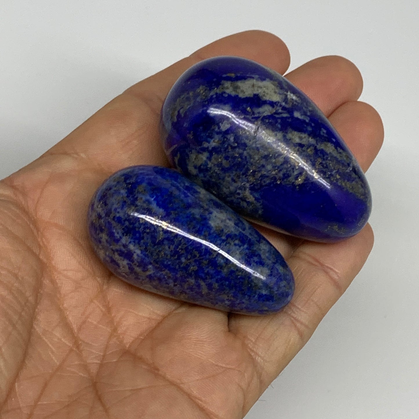 133.1g, 1.9"-2", 2pcs, Natural Lapis Lazuli Egg Polished @Afghanistan, B30410