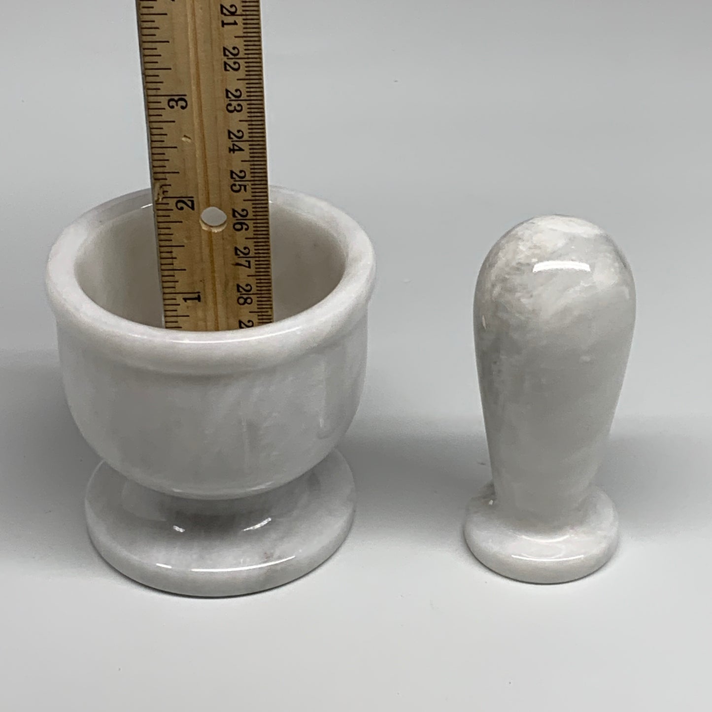 1.37 lbs, 3"x3", Natural Marble Crystal Pestle and Mortar Handmade, B32566