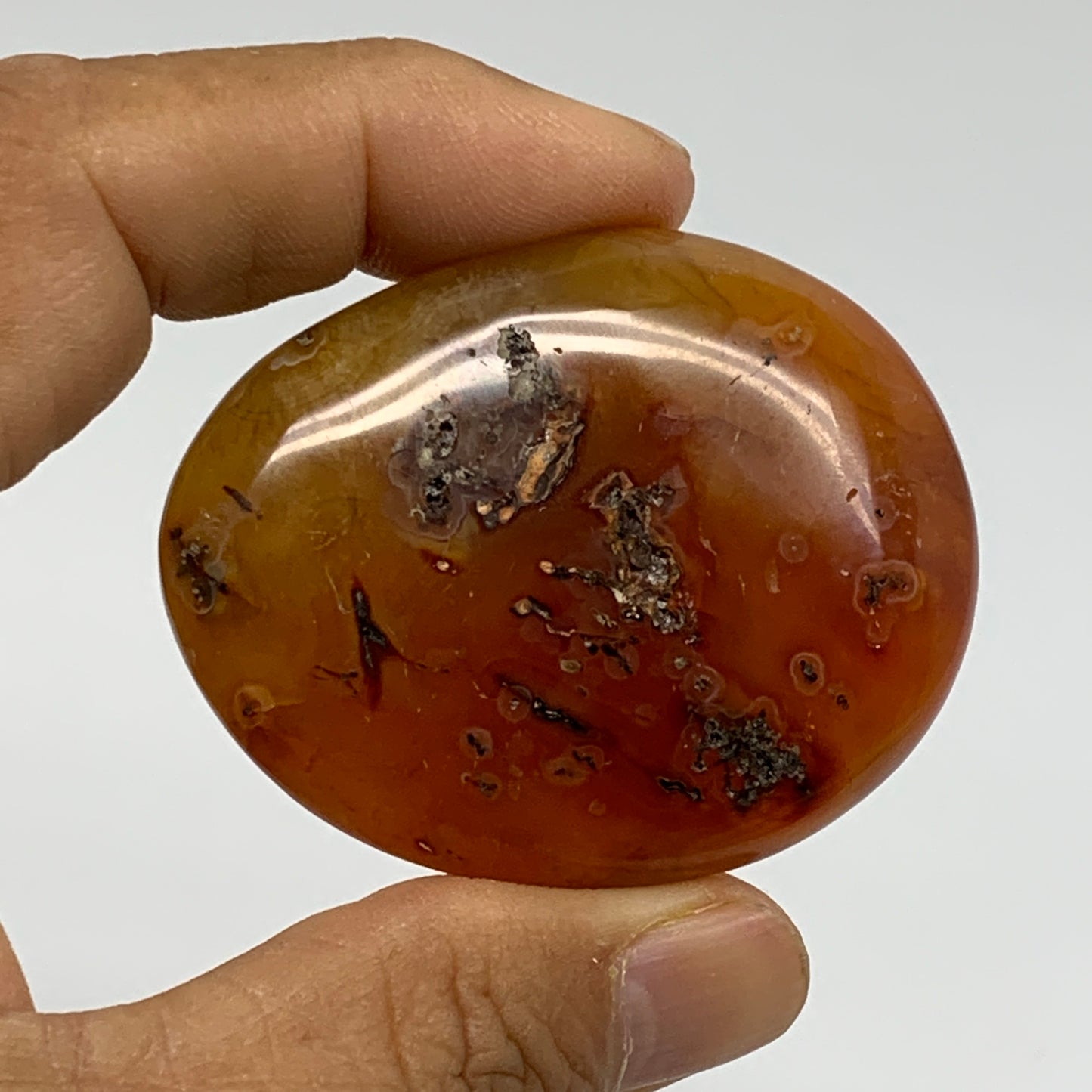 185.6g, 1.9"-2.1", 3pcs, Red Carnelian Palm-Stone Gem Crystal Polished, B37620