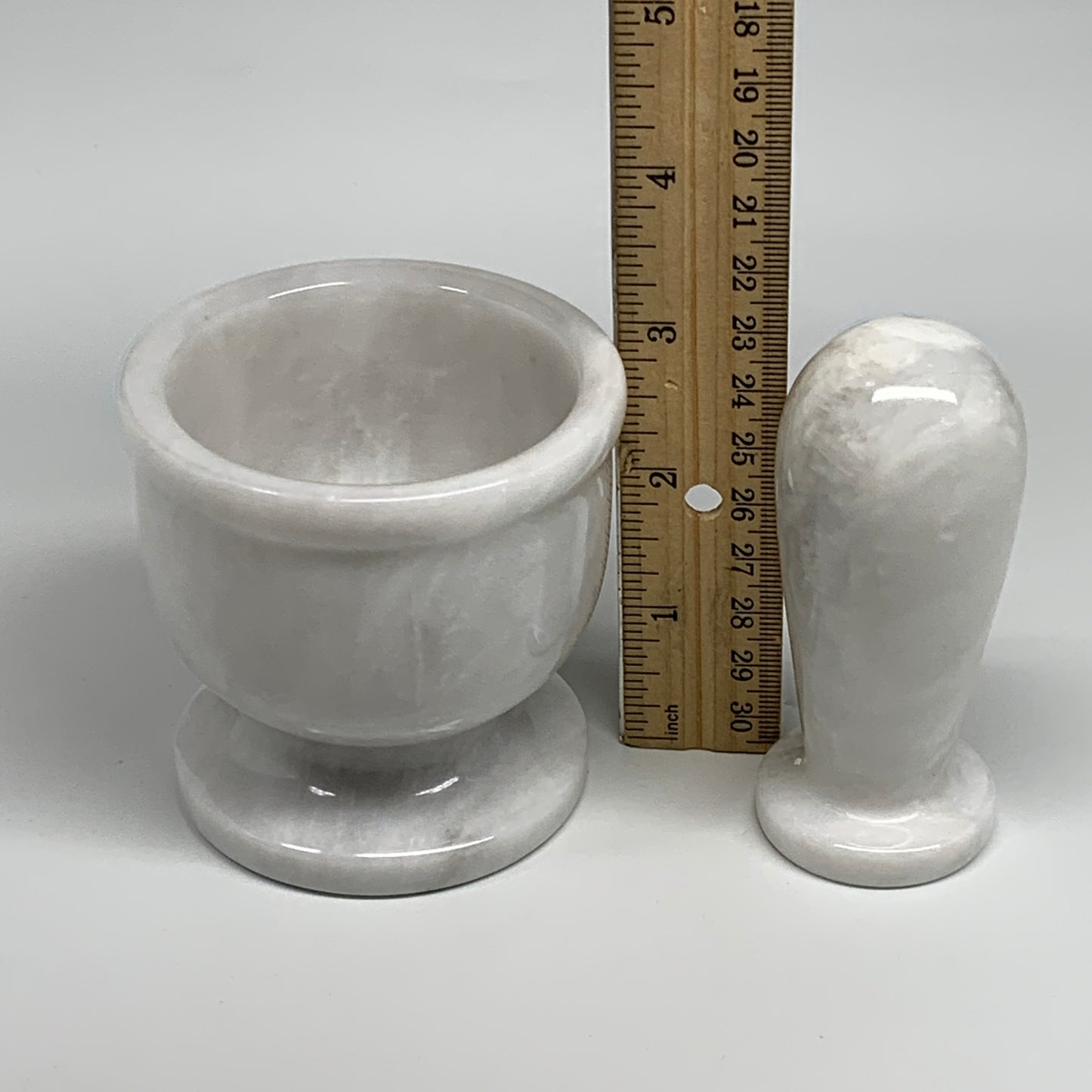 1.37 lbs, 3"x3", Natural Marble Crystal Pestle and Mortar Handmade, B32566