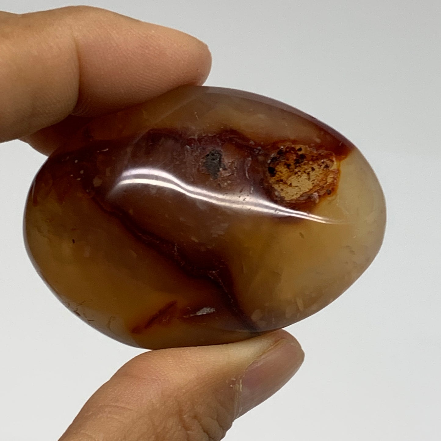 185.6g, 1.9"-2.1", 3pcs, Red Carnelian Palm-Stone Gem Crystal Polished, B37620