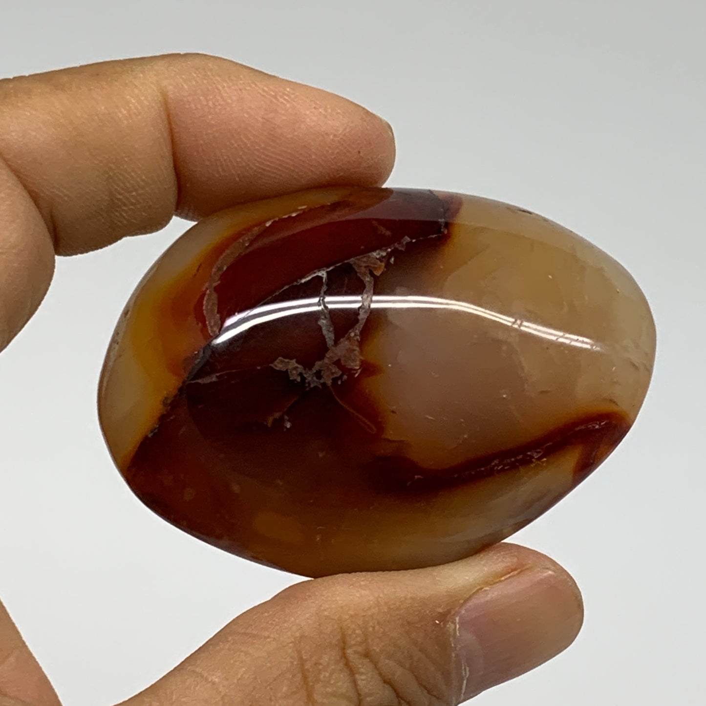 185.6g, 1.9"-2.1", 3pcs, Red Carnelian Palm-Stone Gem Crystal Polished, B37620