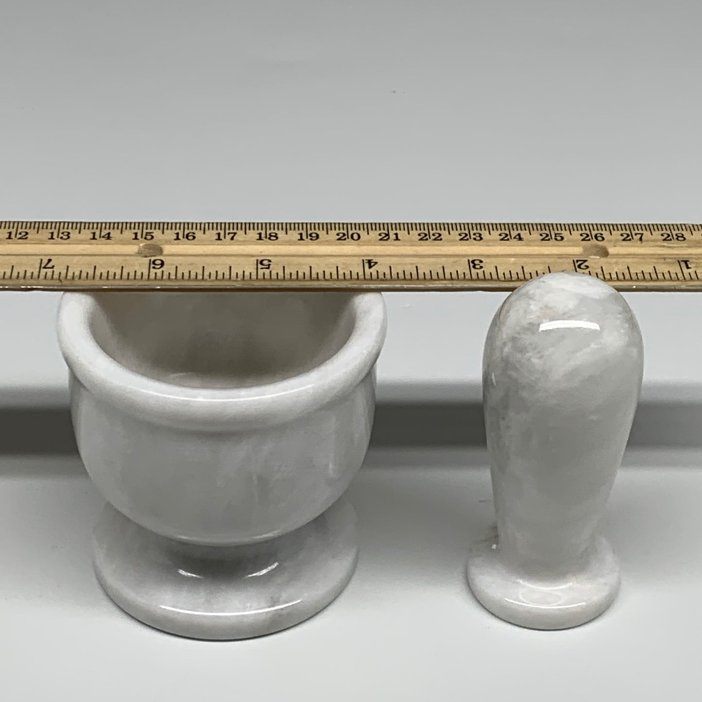 1.37 lbs, 3"x3", Natural Marble Crystal Pestle and Mortar Handmade, B32566