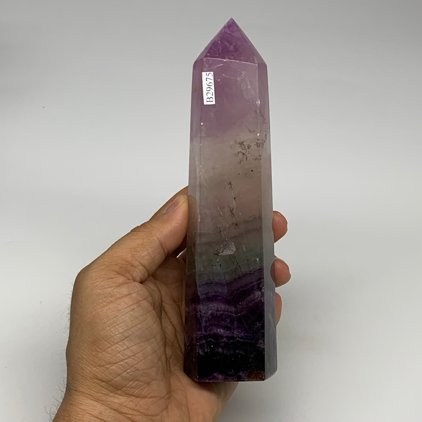 1.11 lbs, 6.4"x1.6"x1.5" Natural Fluorite Tower Obelisk Point Crystal, B29675