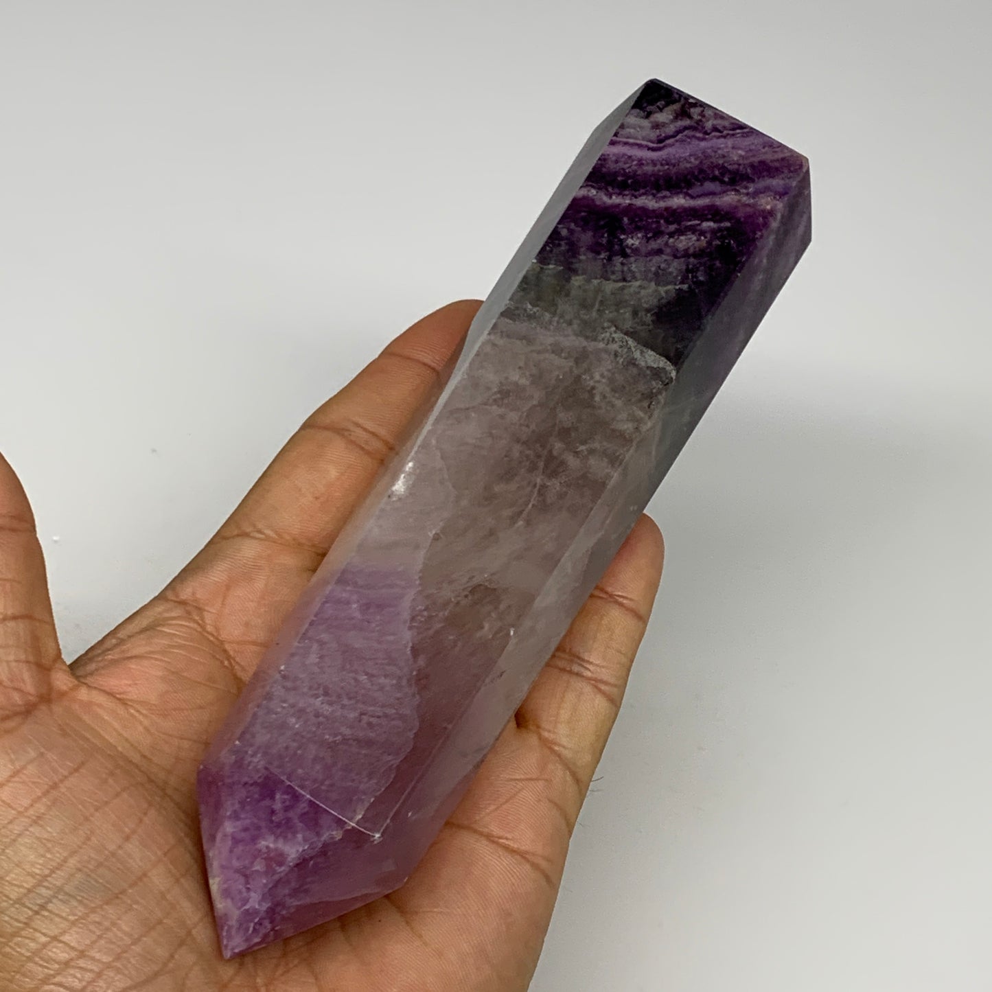 1.11 lbs, 6.4"x1.6"x1.5" Natural Fluorite Tower Obelisk Point Crystal, B29675