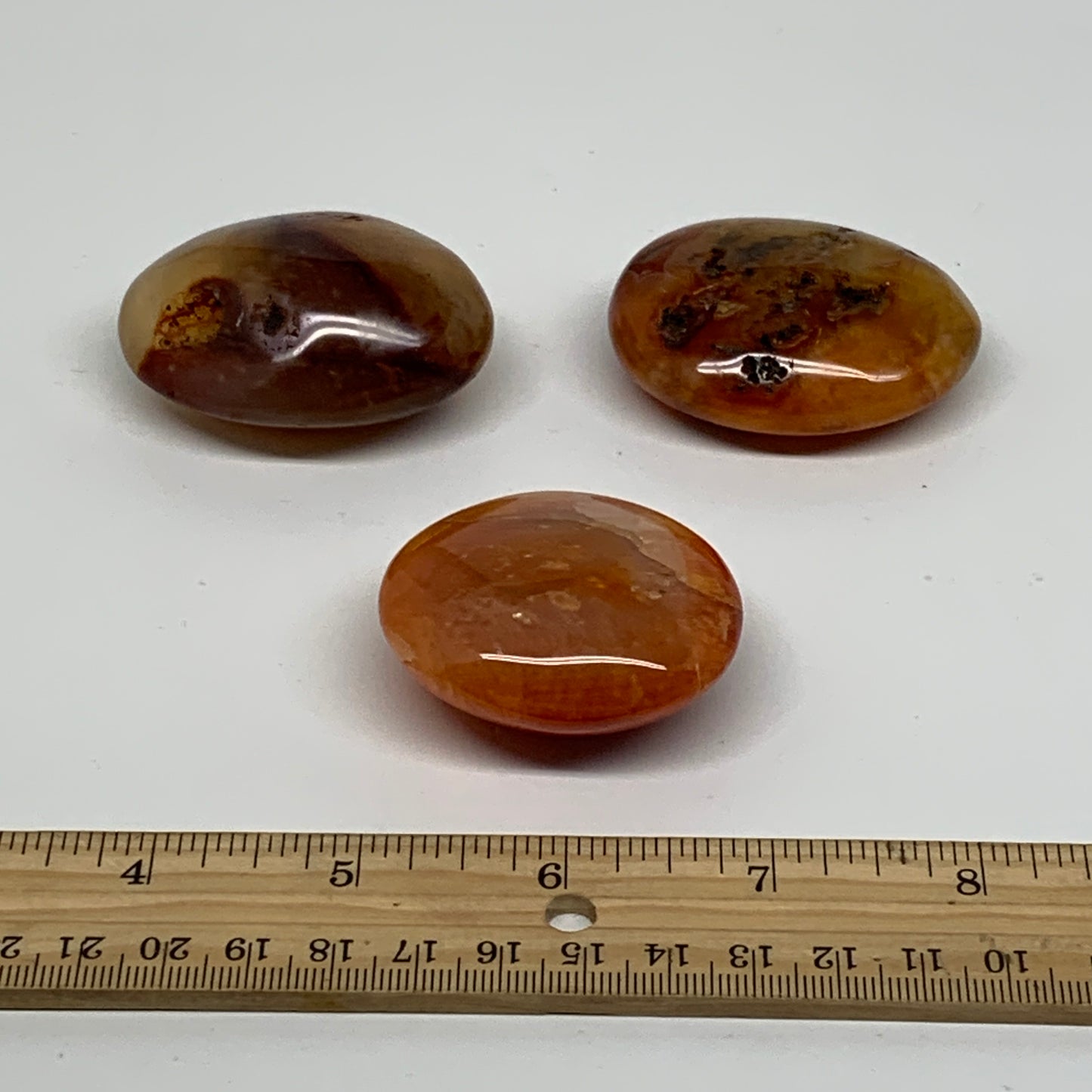 185.6g, 1.9"-2.1", 3pcs, Red Carnelian Palm-Stone Gem Crystal Polished, B37620