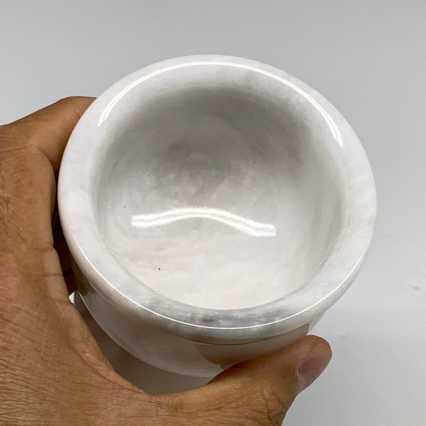 1.28 lbs, 3"x3", Natural Marble Crystal Pestle and Mortar Handmade, B32567