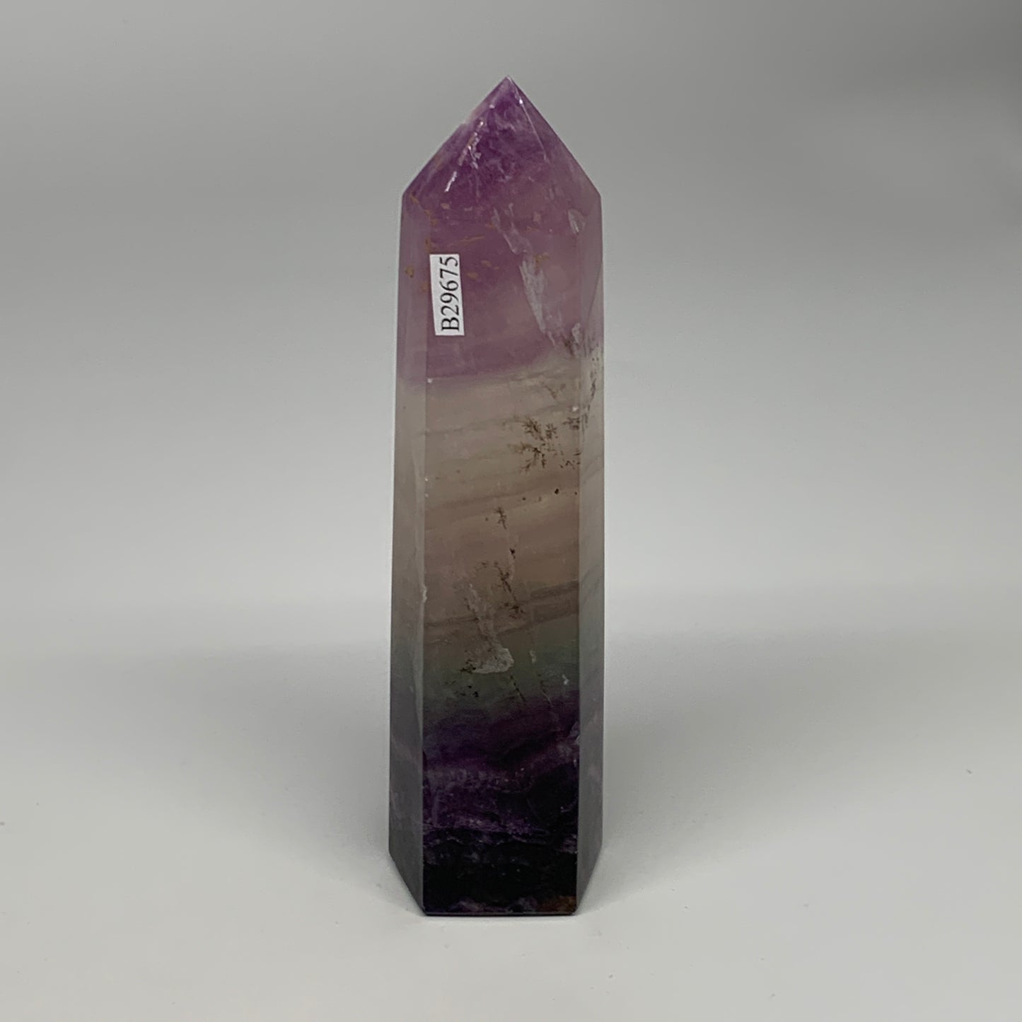 1.11 lbs, 6.4"x1.6"x1.5" Natural Fluorite Tower Obelisk Point Crystal, B29675