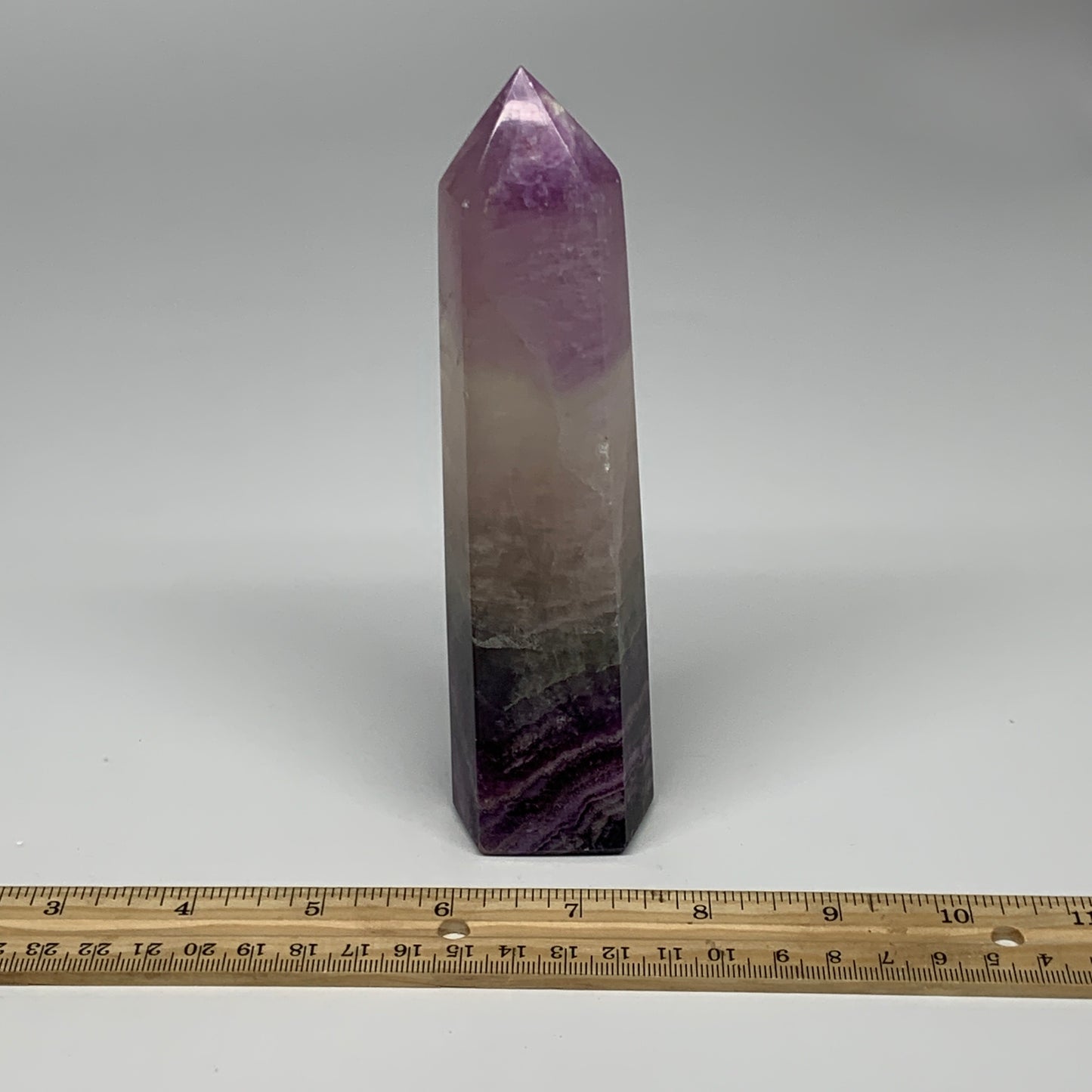 1.11 lbs, 6.4"x1.6"x1.5" Natural Fluorite Tower Obelisk Point Crystal, B29675