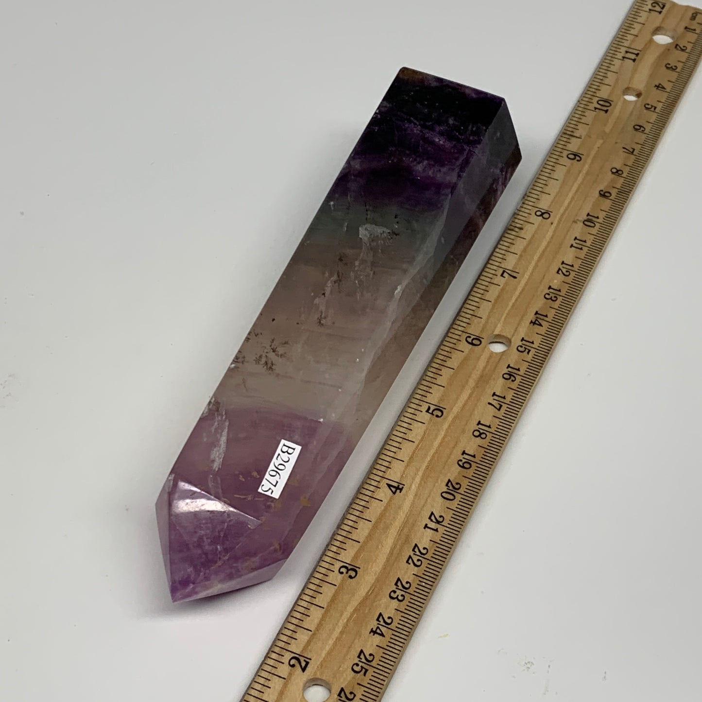 1.11 lbs, 6.4"x1.6"x1.5" Natural Fluorite Tower Obelisk Point Crystal, B29675