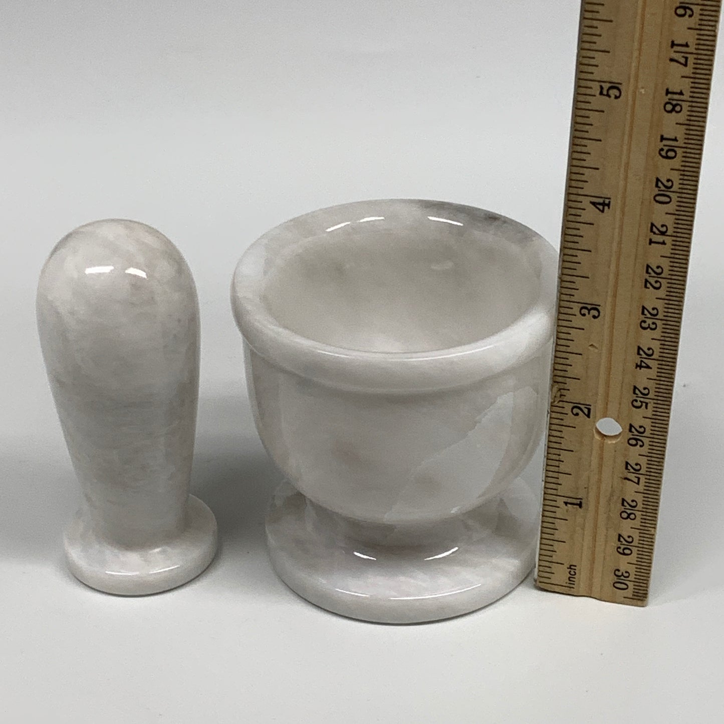 1.28 lbs, 3"x3", Natural Marble Crystal Pestle and Mortar Handmade, B32567