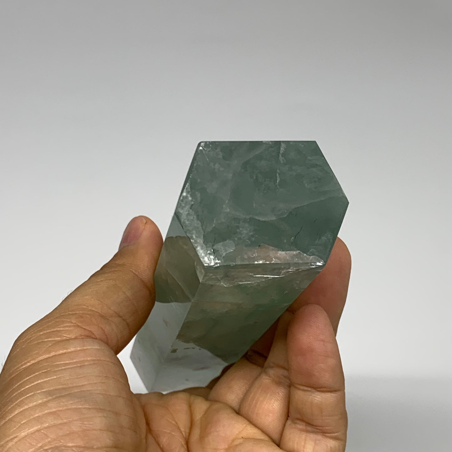 1.06 lbs,  6.5"x1.5"x1.3" Natural Fluorite Tower Obelisk Point Crystal, B29676