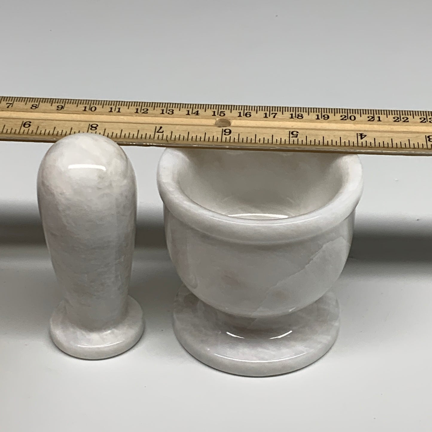 1.28 lbs, 3"x3", Natural Marble Crystal Pestle and Mortar Handmade, B32567
