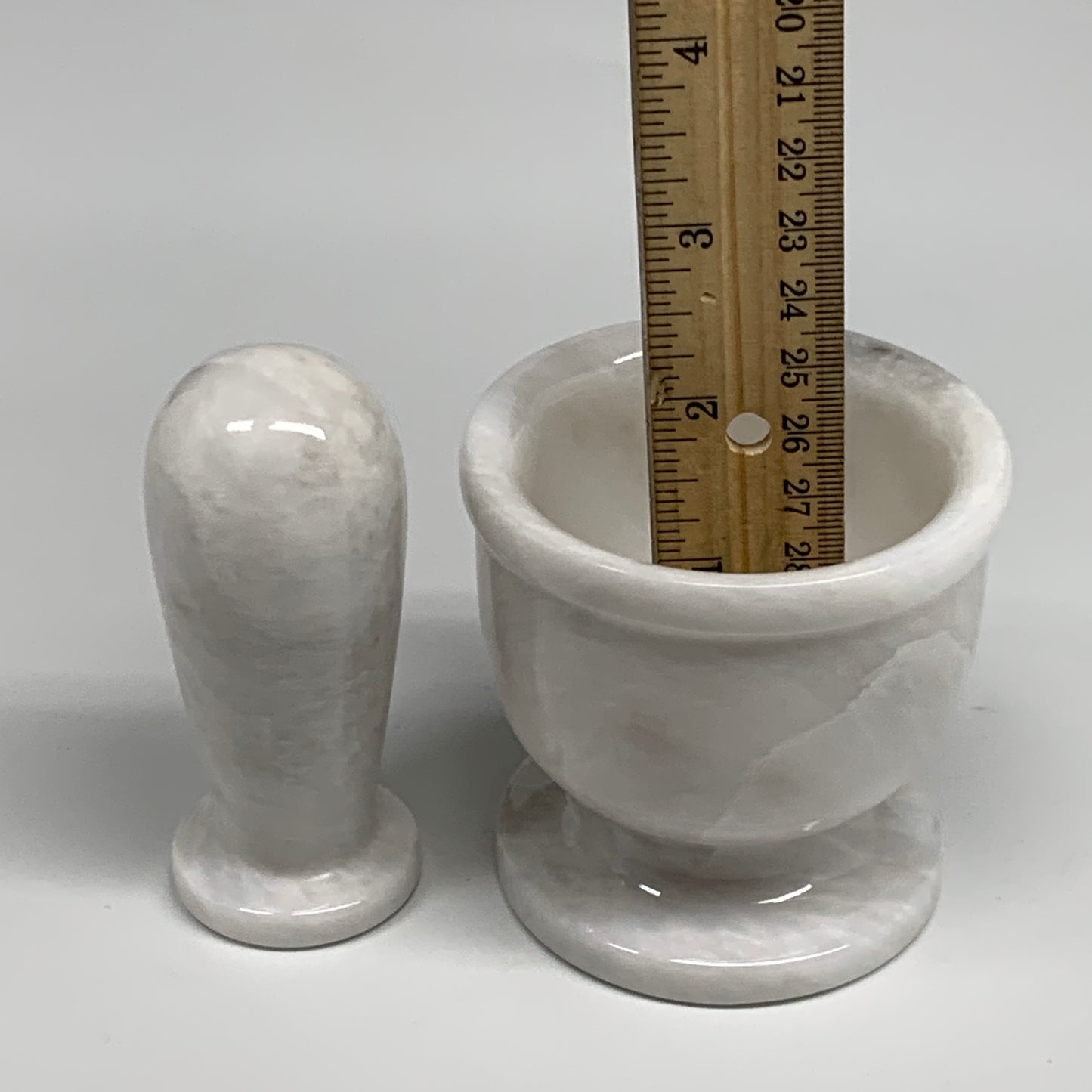 1.28 lbs, 3"x3", Natural Marble Crystal Pestle and Mortar Handmade, B32567