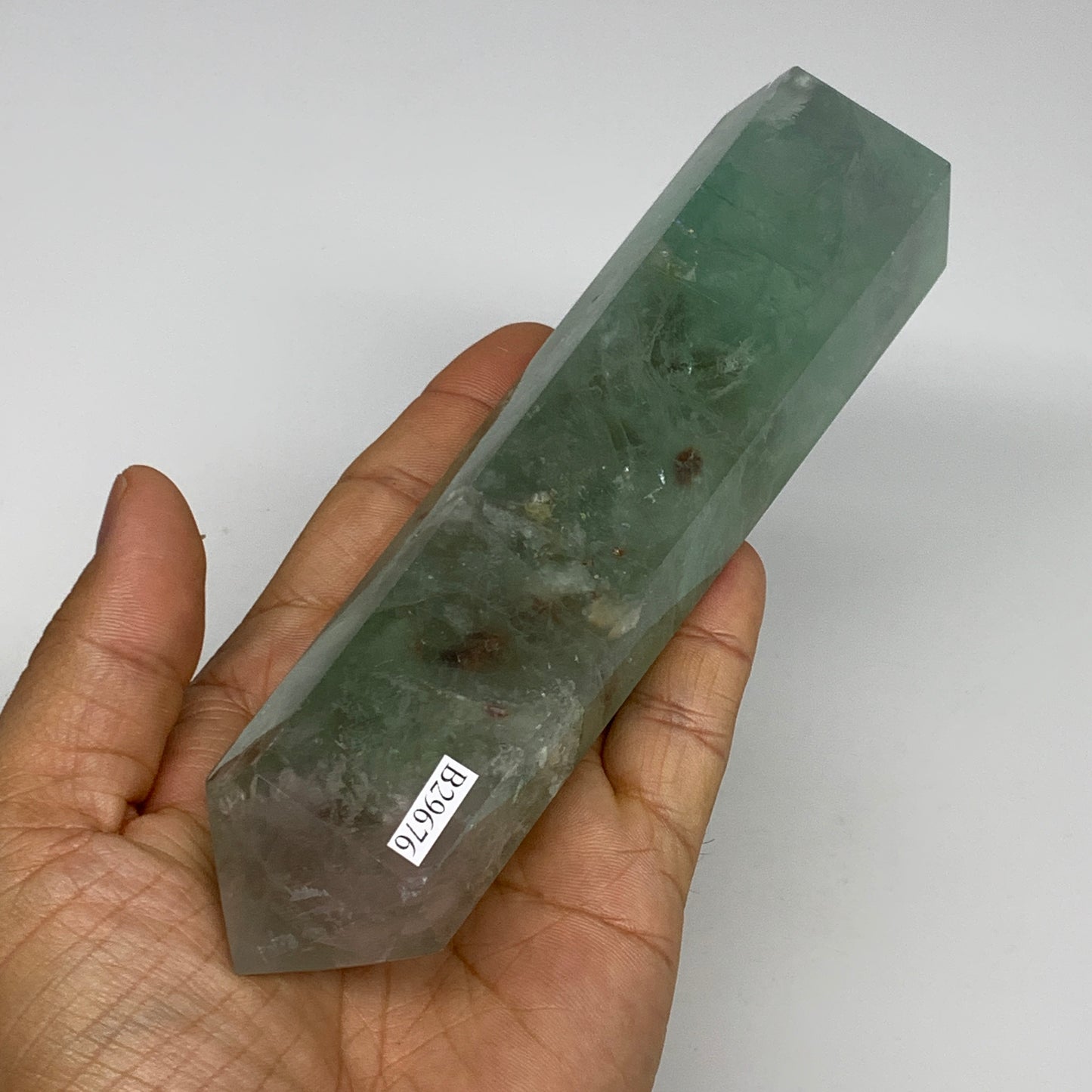 1.06 lbs,  6.5"x1.5"x1.3" Natural Fluorite Tower Obelisk Point Crystal, B29676