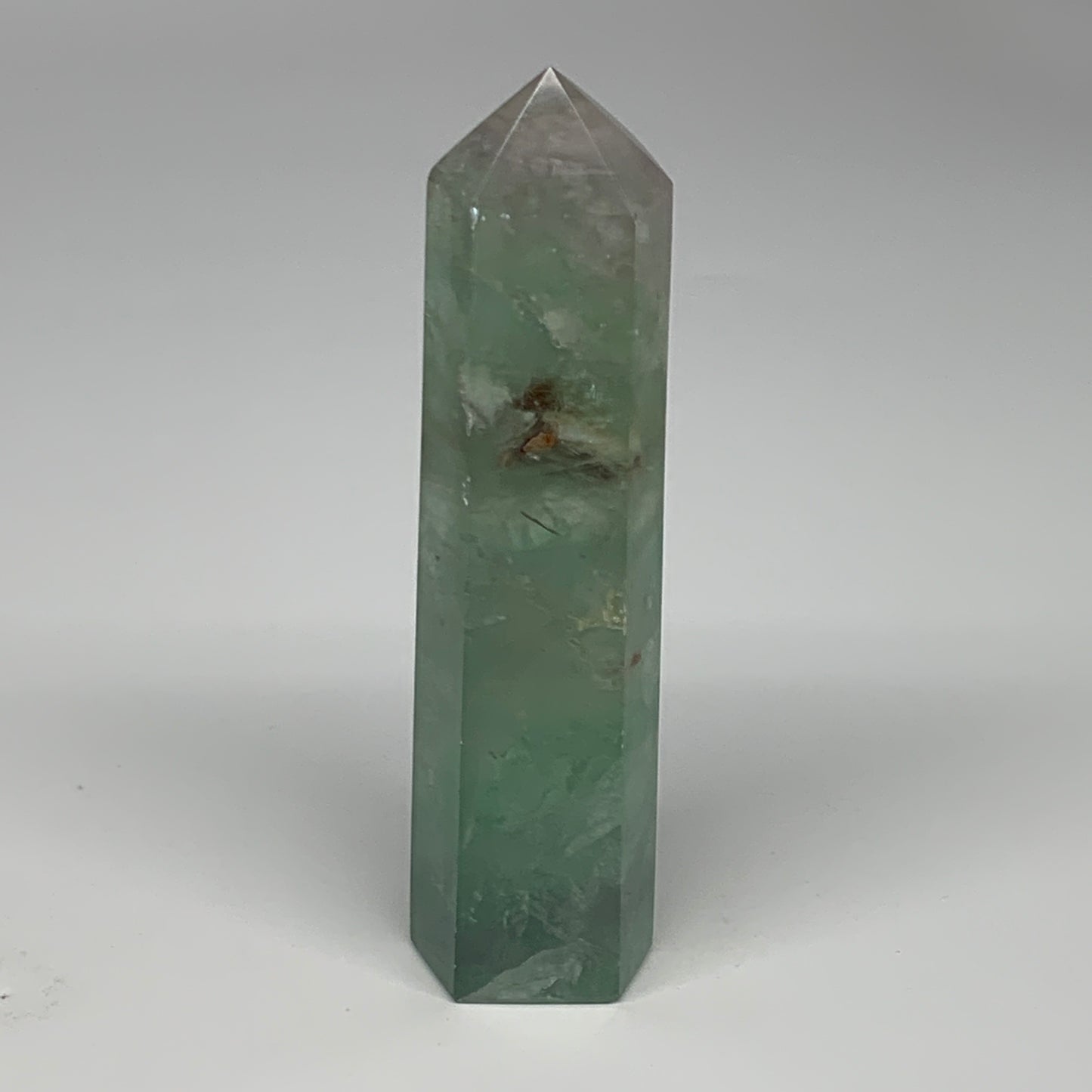 1.06 lbs,  6.5"x1.5"x1.3" Natural Fluorite Tower Obelisk Point Crystal, B29676
