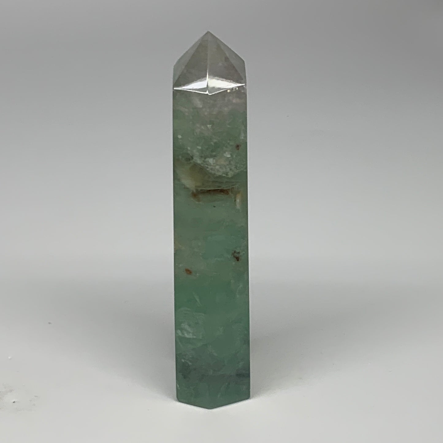 1.06 lbs,  6.5"x1.5"x1.3" Natural Fluorite Tower Obelisk Point Crystal, B29676