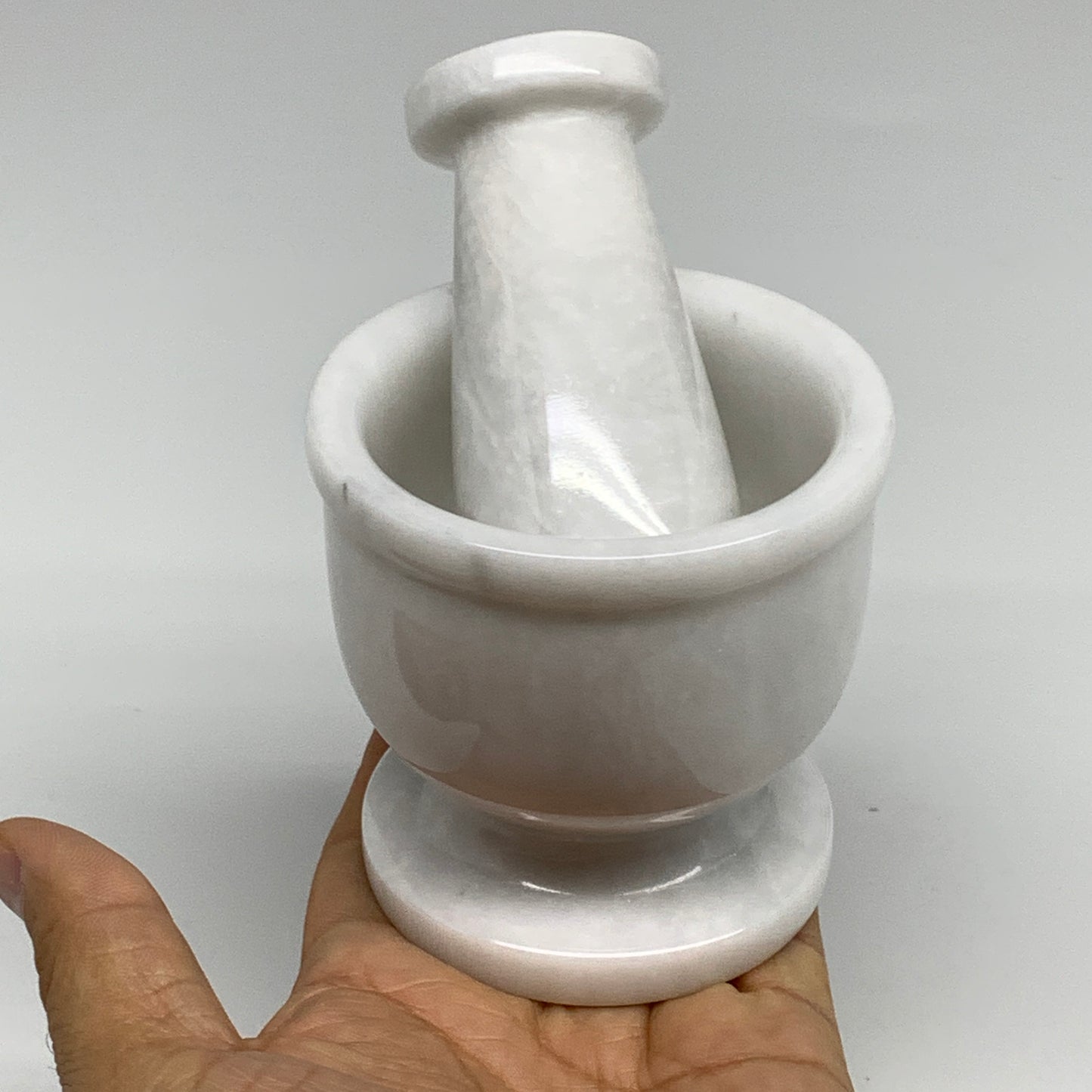 1.34 lbs, 3"x3", Natural Marble Crystal Pestle and Mortar Handmade, B32568