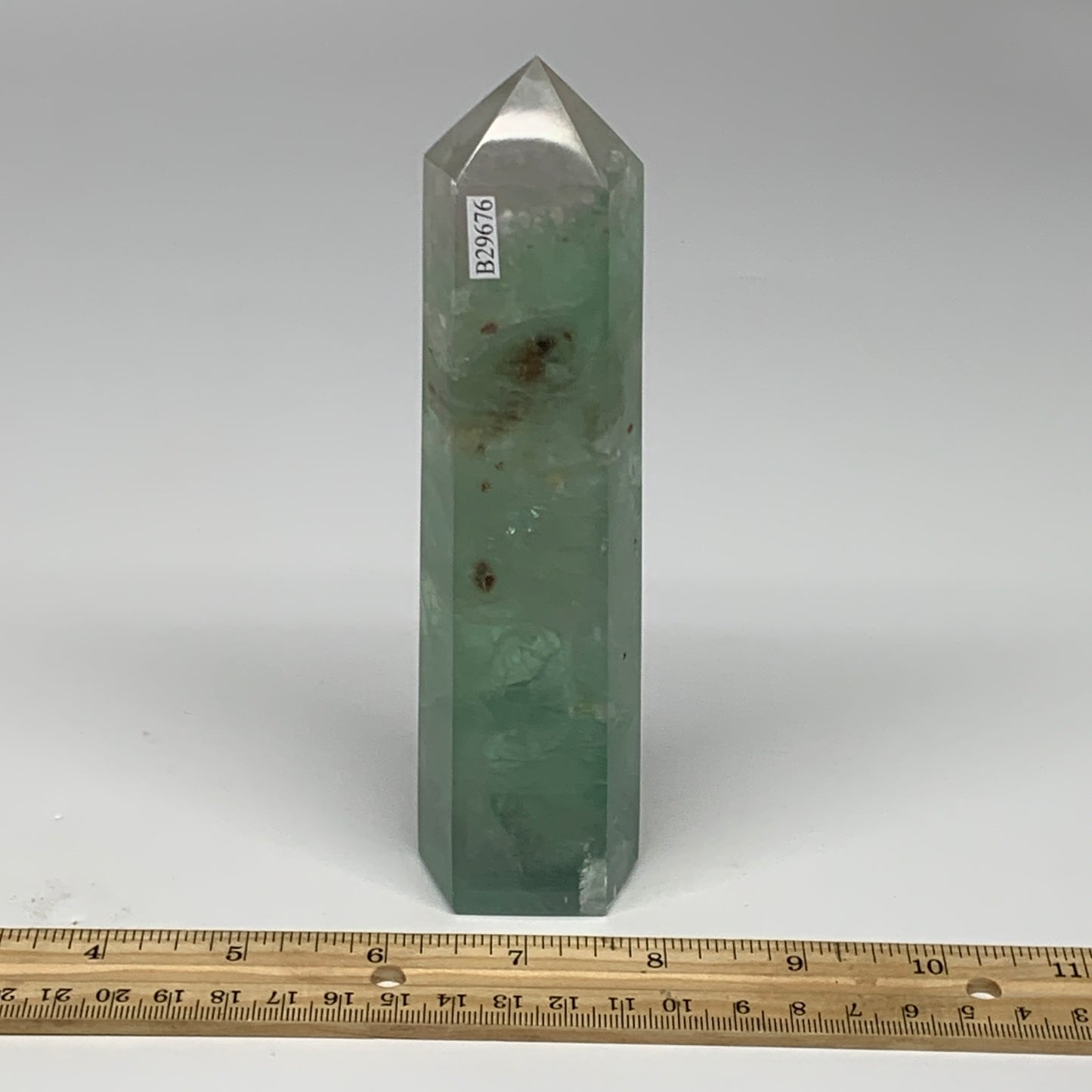 1.06 lbs,  6.5"x1.5"x1.3" Natural Fluorite Tower Obelisk Point Crystal, B29676