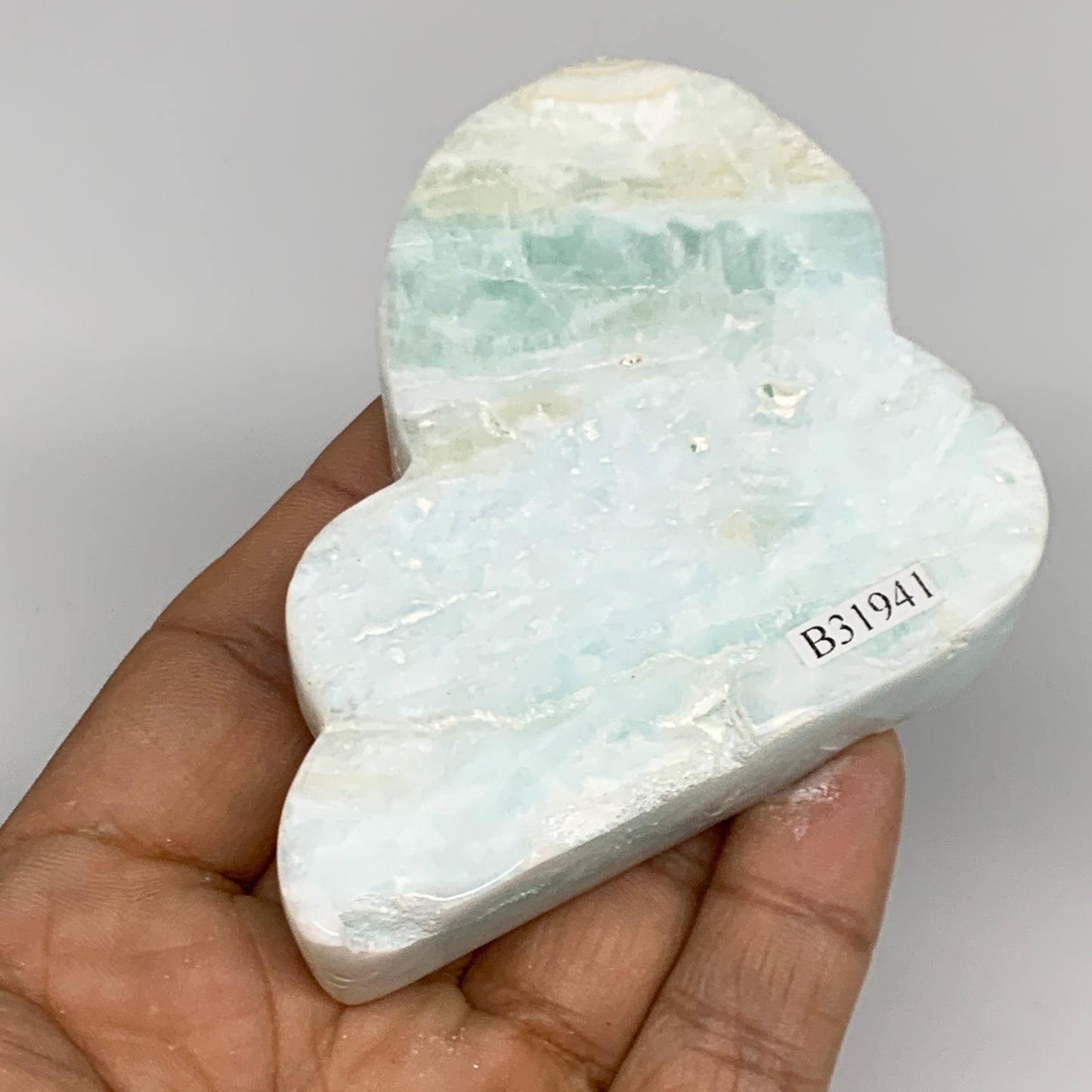161g, 2.9"x2.5"x0.7", Natural Caribbean Calcite Cloud Crystal @Afghanistan, B319