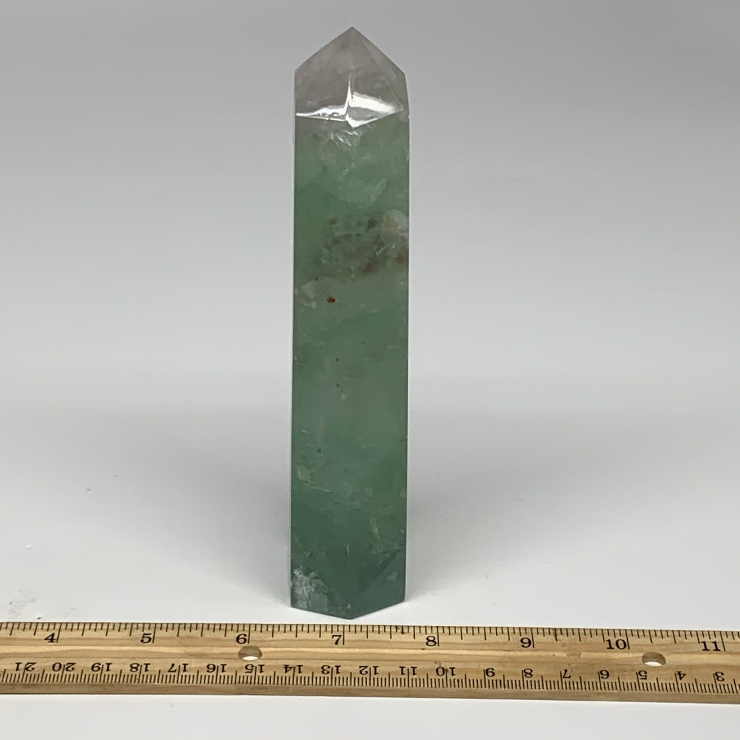 1.06 lbs,  6.5"x1.5"x1.3" Natural Fluorite Tower Obelisk Point Crystal, B29676