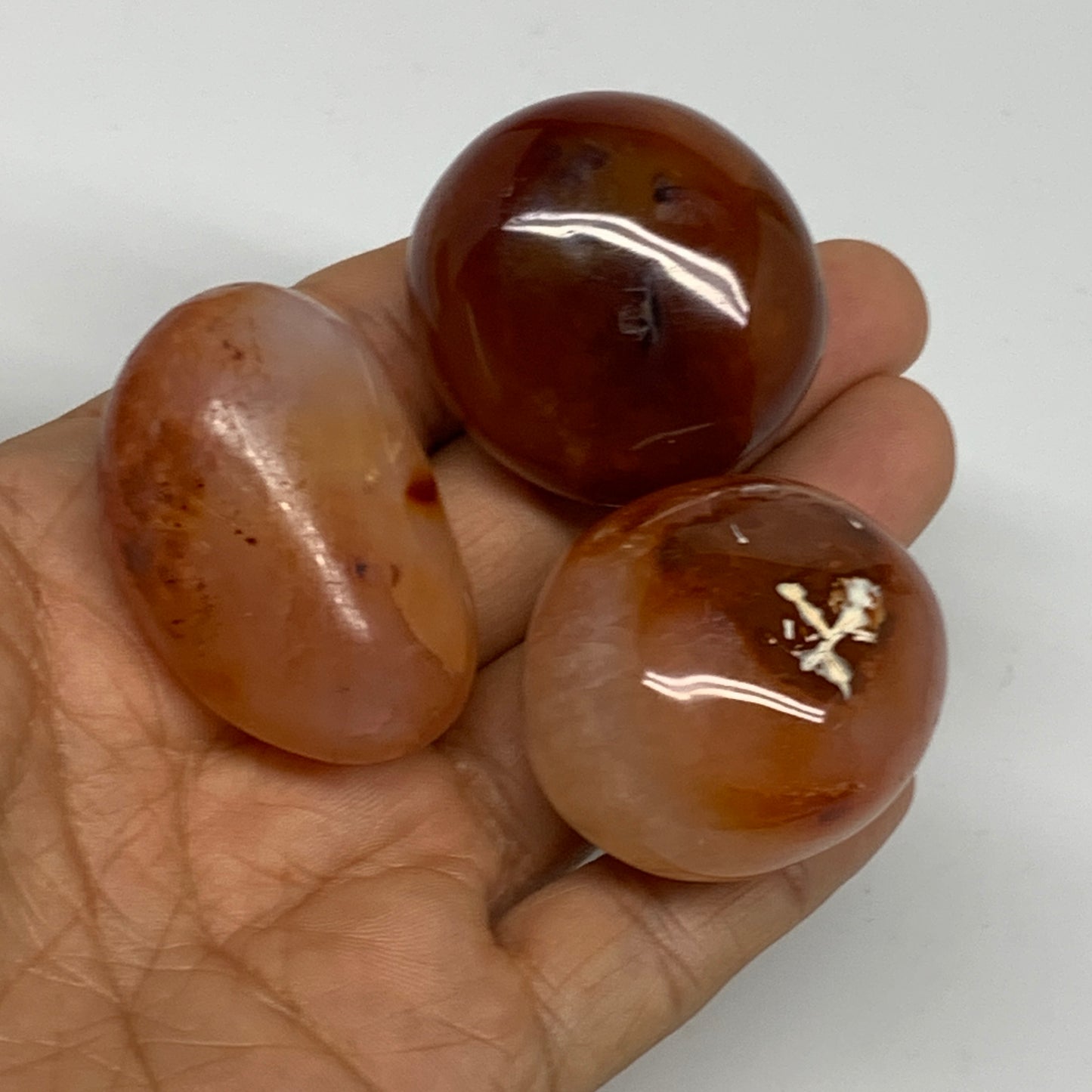 140.9g,1.5"-1.7", 3pcs, Small Red Carnelian Palm-Stone Gem Crystal Polished,B281