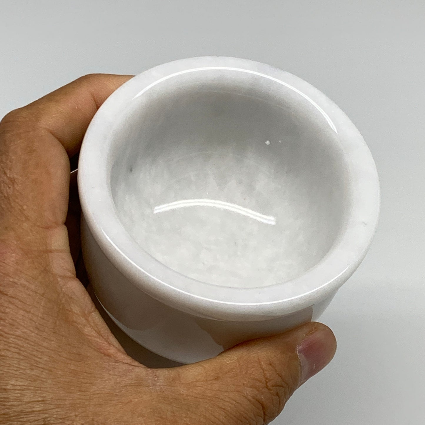 1.34 lbs, 3"x3", Natural Marble Crystal Pestle and Mortar Handmade, B32568