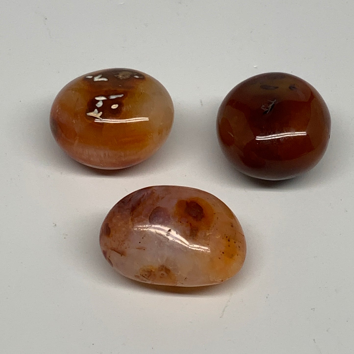140.9g,1.5"-1.7", 3pcs, Small Red Carnelian Palm-Stone Gem Crystal Polished,B281