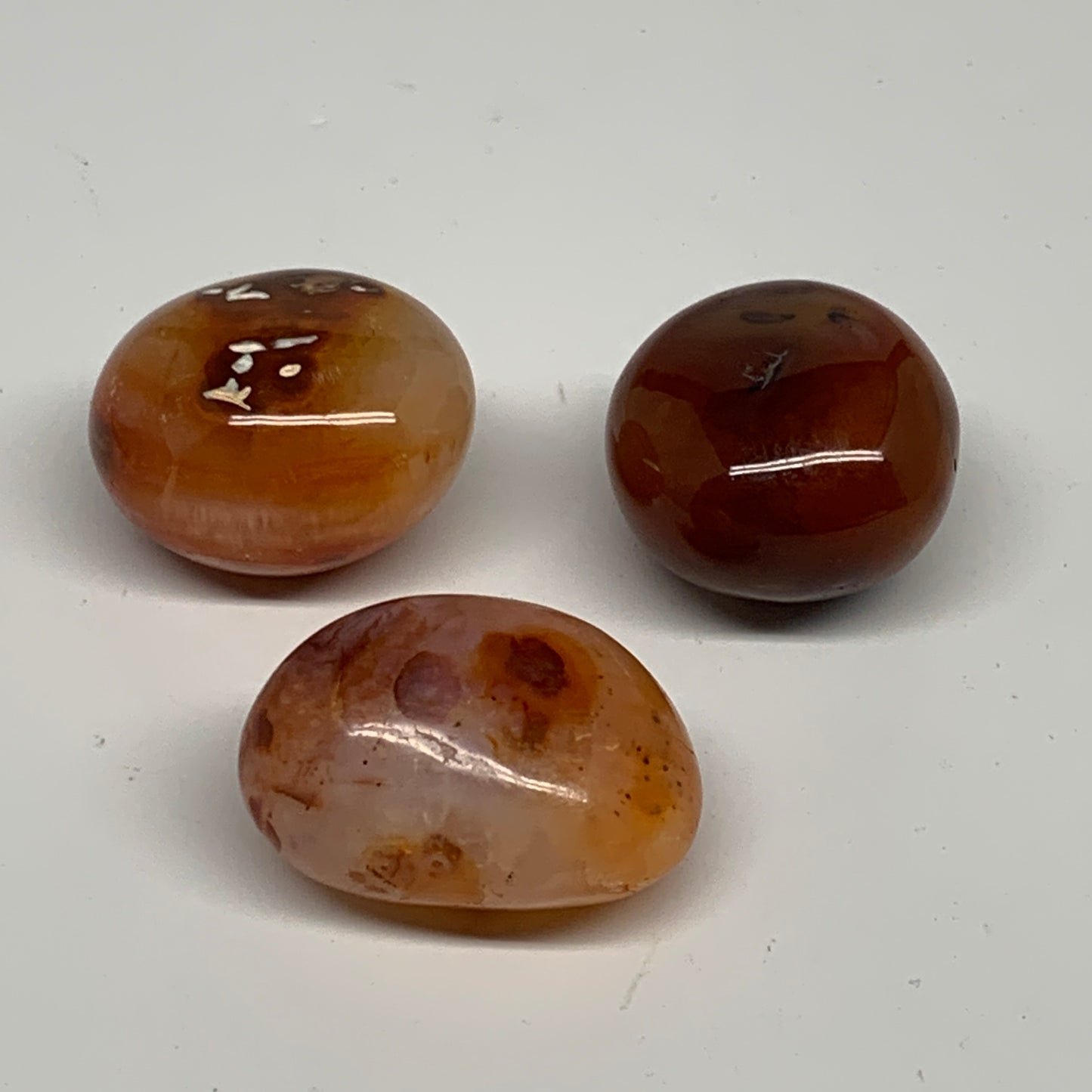140.9g,1.5"-1.7", 3pcs, Small Red Carnelian Palm-Stone Gem Crystal Polished,B281