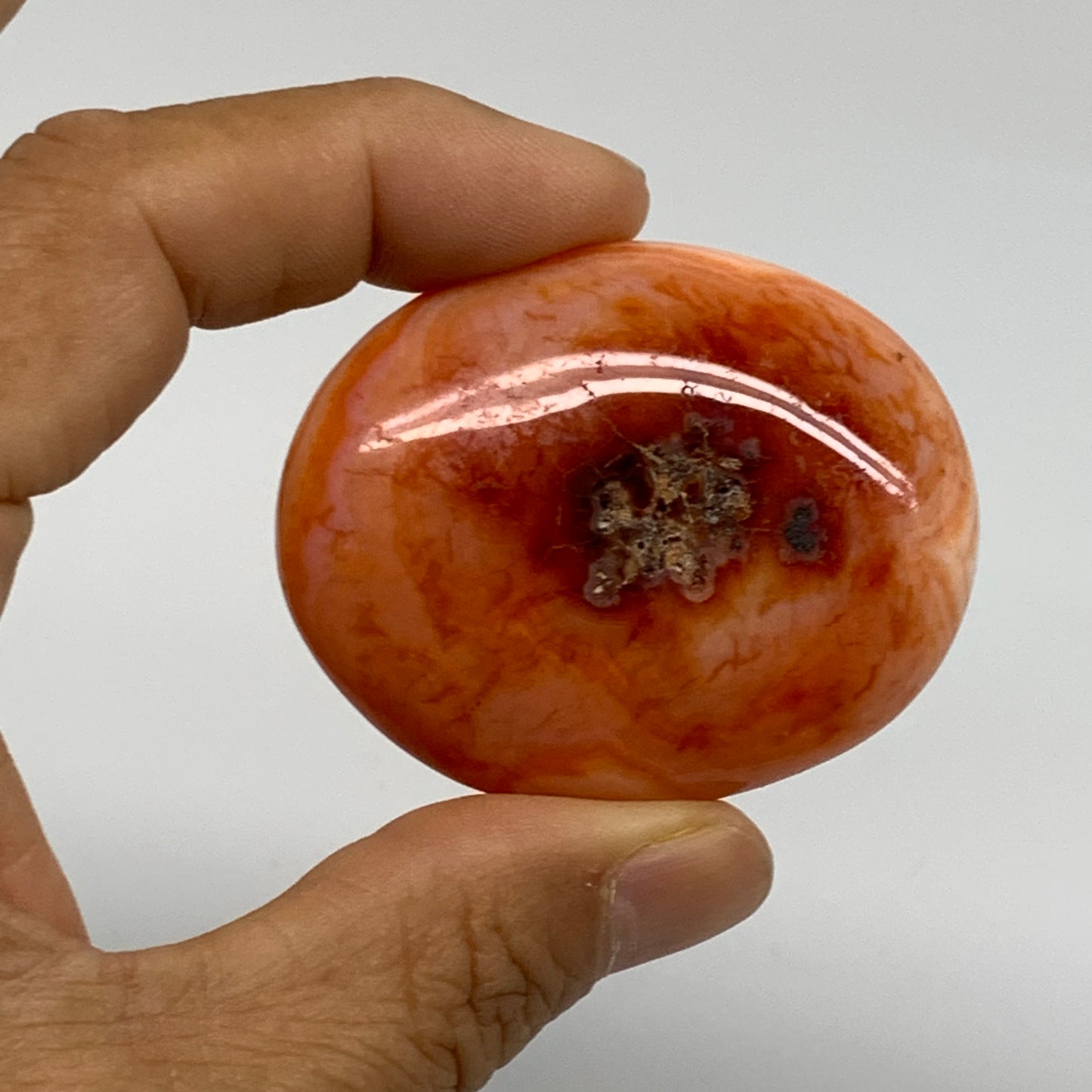 175.6g, 1.8"-2.1", 3pcs, Red Carnelian Palm-Stone Gem Crystal Polished, B37622