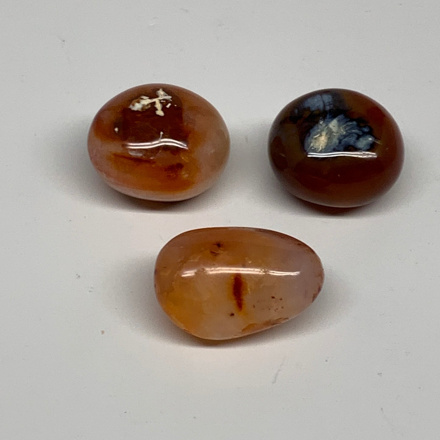 140.9g,1.5"-1.7", 3pcs, Small Red Carnelian Palm-Stone Gem Crystal Polished,B281