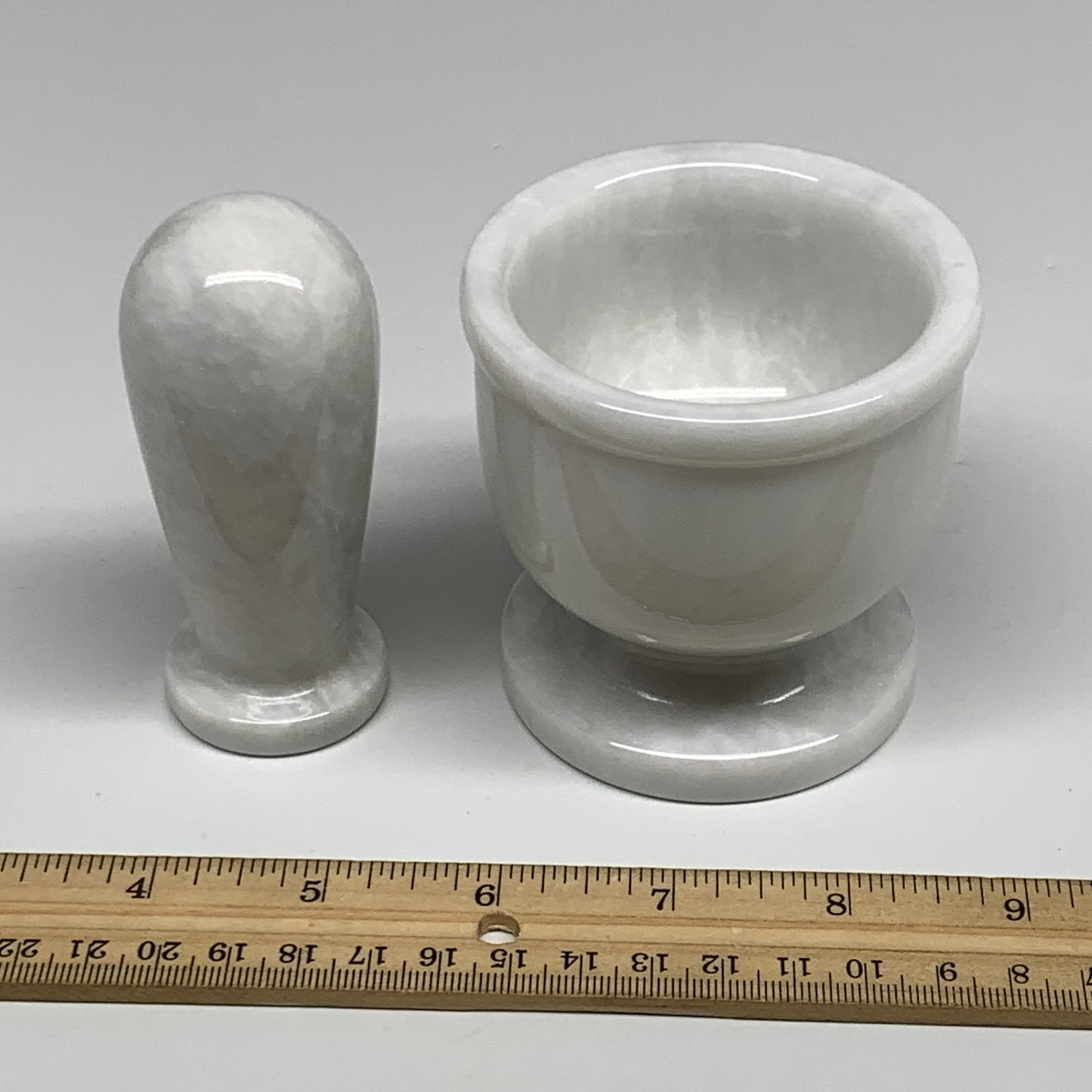 1.34 lbs, 3"x3", Natural Marble Crystal Pestle and Mortar Handmade, B32568