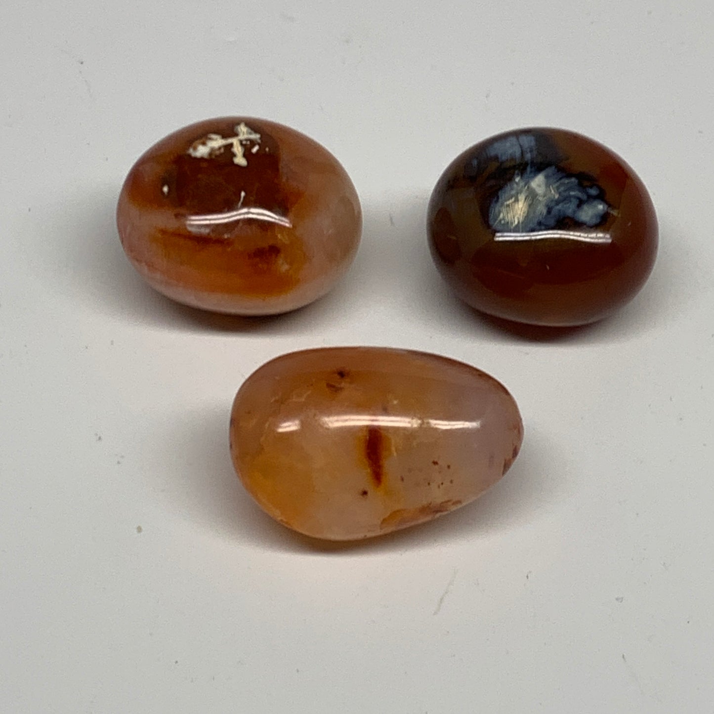 140.9g,1.5"-1.7", 3pcs, Small Red Carnelian Palm-Stone Gem Crystal Polished,B281