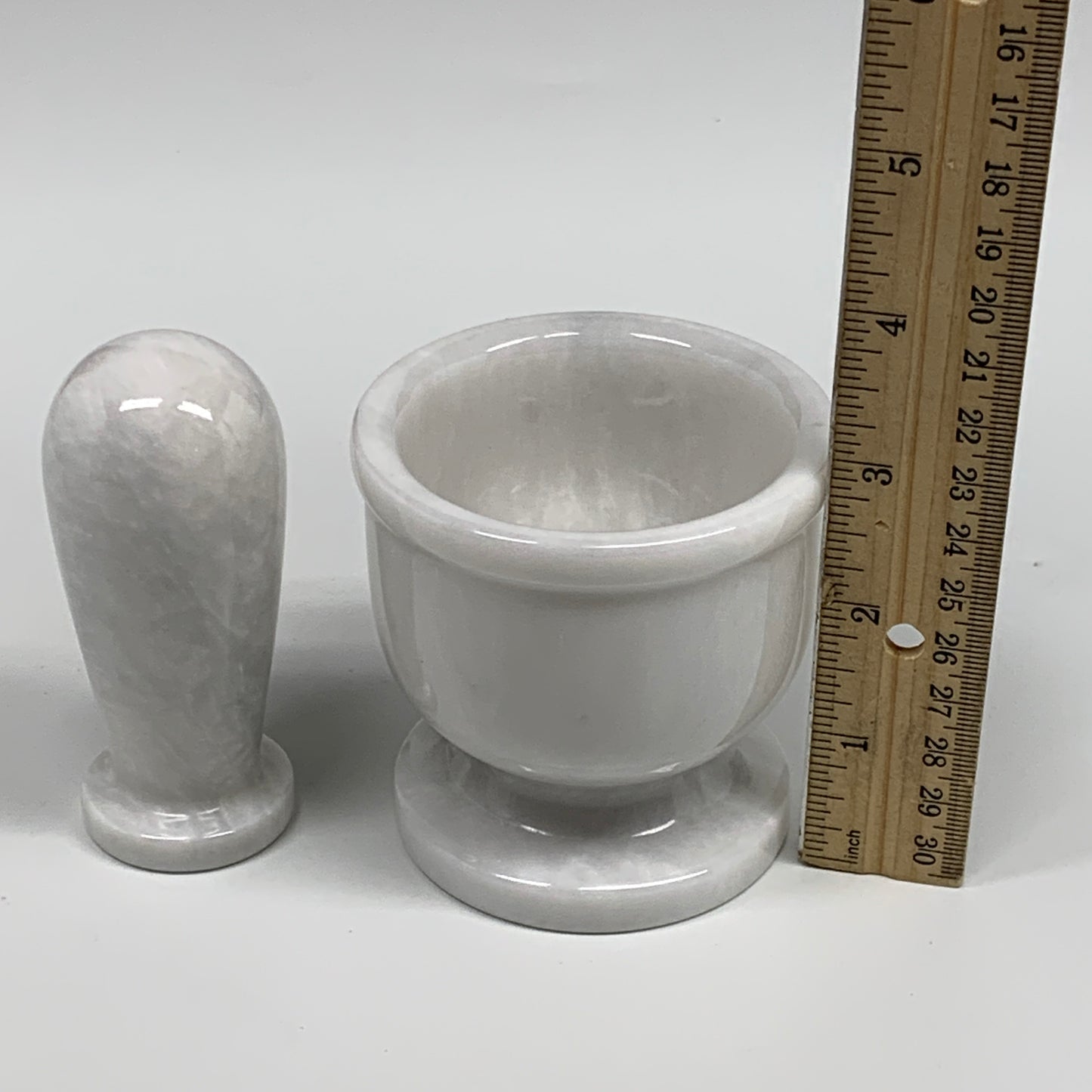 1.34 lbs, 3"x3", Natural Marble Crystal Pestle and Mortar Handmade, B32568