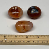 140.9g,1.5"-1.7", 3pcs, Small Red Carnelian Palm-Stone Gem Crystal Polished,B281
